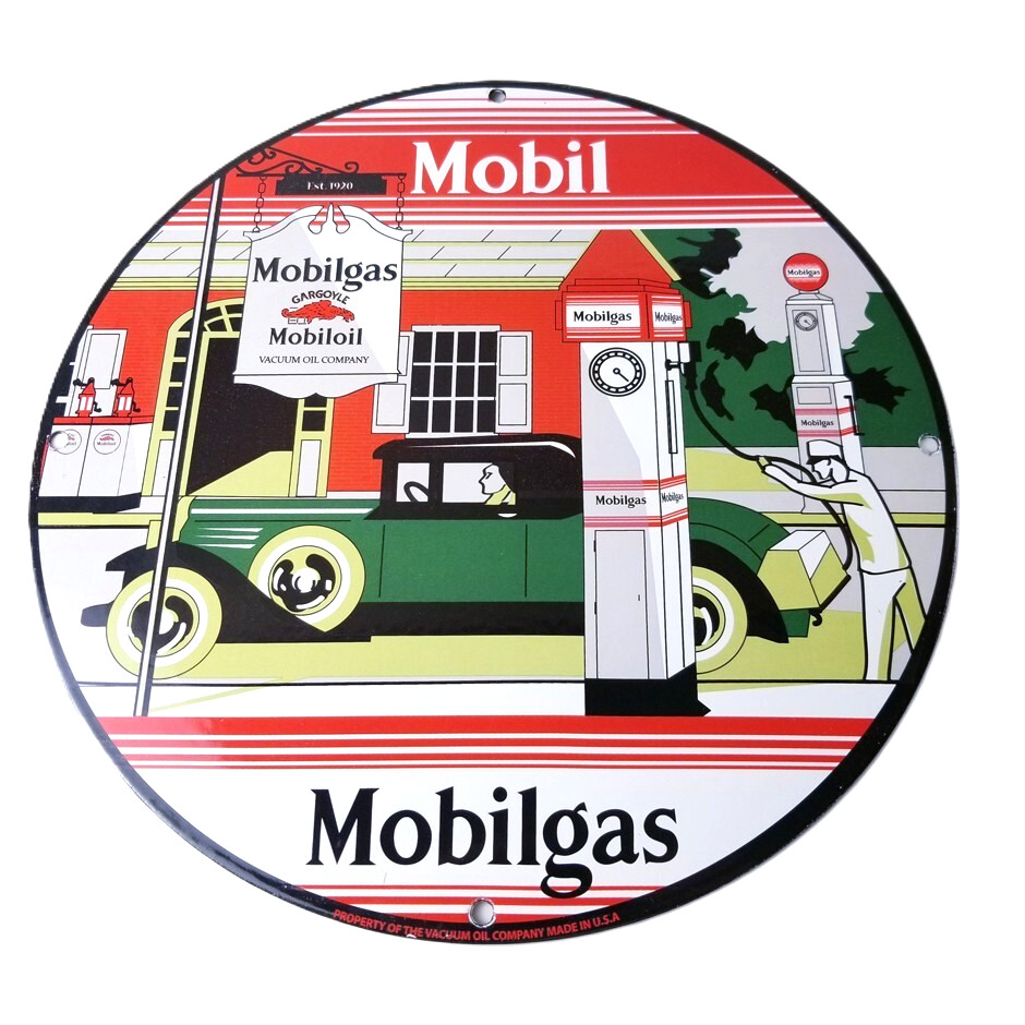 Vintage Mobilgas Sign – Gargoyle Mobil Filling Station Porcelain Gas Pump Sign