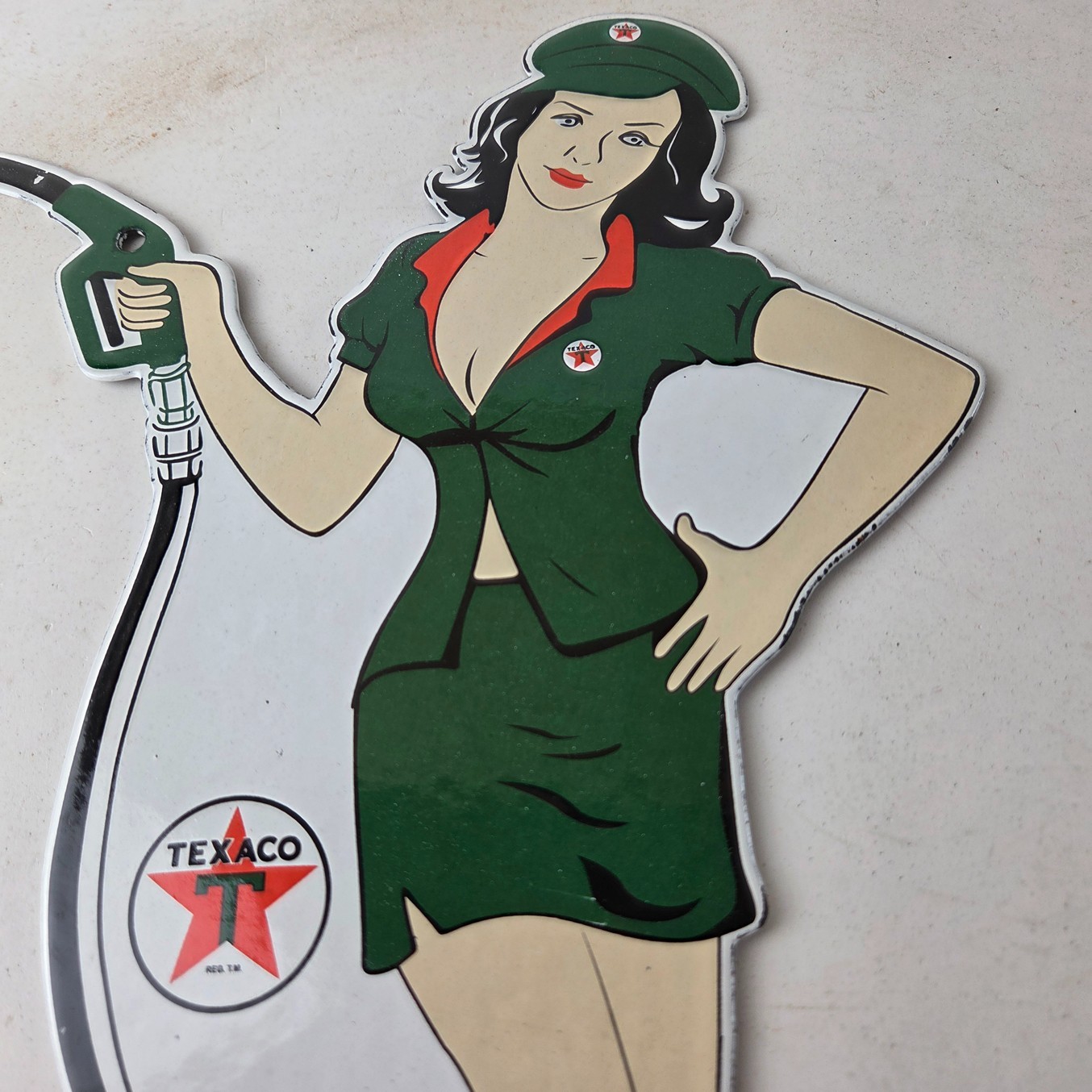 Vintage Texaco Gasoline Sign – Gas Attendant Gas Pump Ad Porcelain Sign