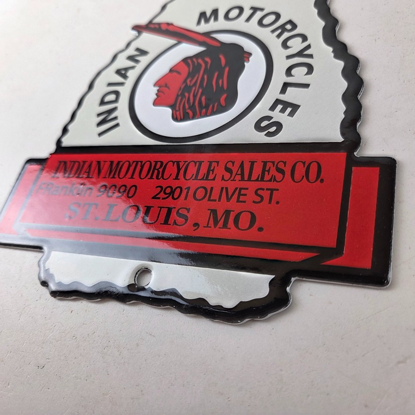 Vintage Indian Motorcycles Sign – Arrow Head Porcelain Gas Pump Sales Sign