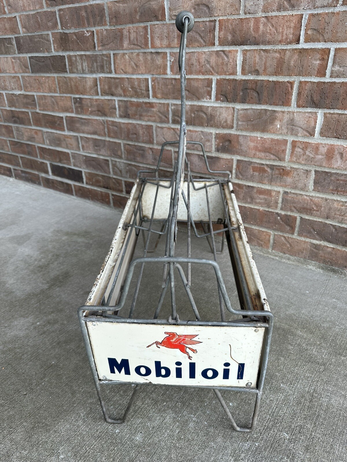 Vintage MobilOil Oil Can / Bottle Original Motor Oil Rack Sign Mobil Filpruf