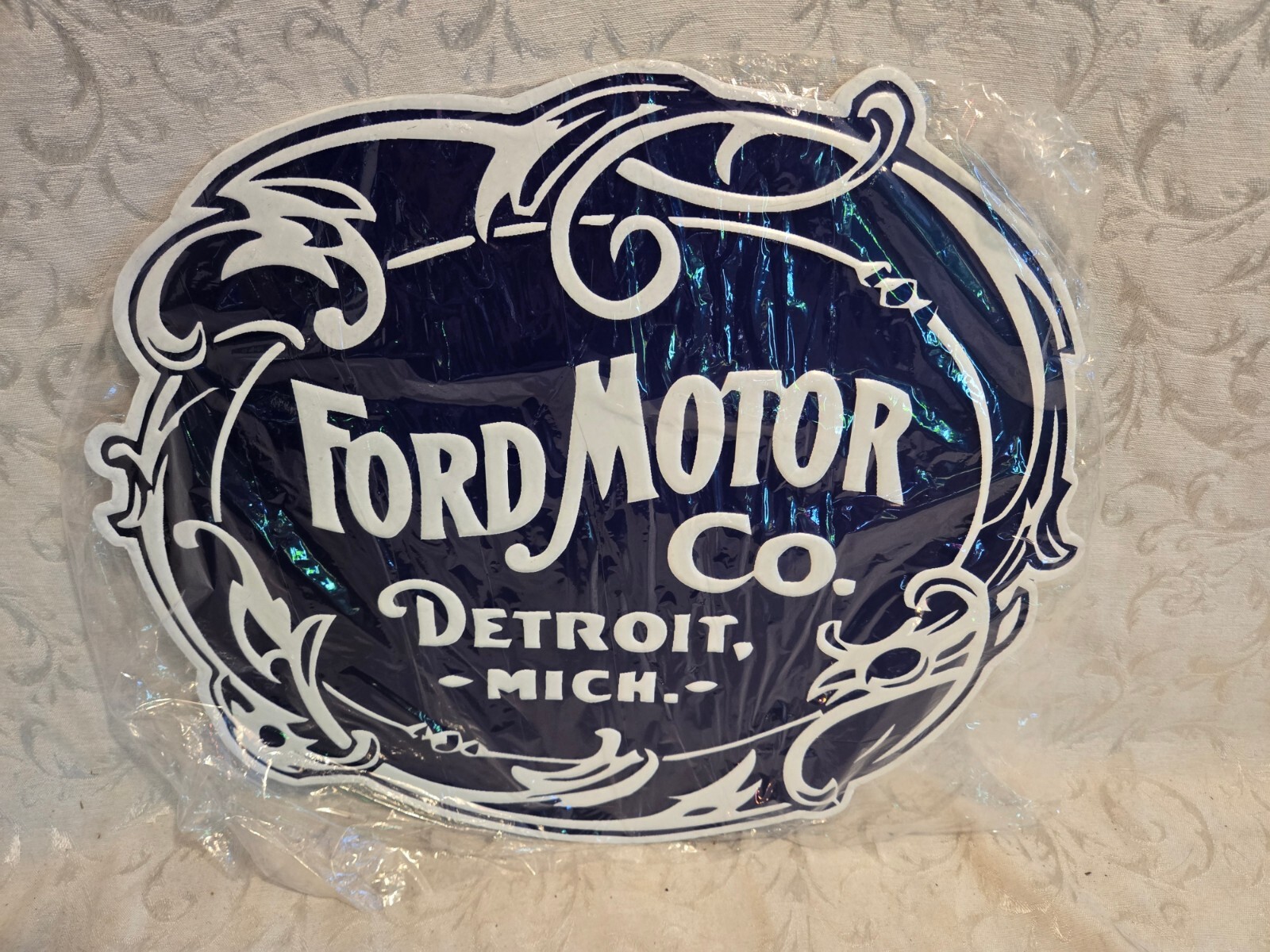 Ford Motor Company Sign – Embossed Shaped Metal – Gas Oil Garage Advertising