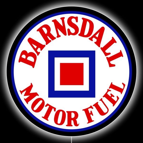 Barnsdall B Square Motor Fuel, Gas NEW LED Hanging Lighted Sign: 36″ Dia. Round