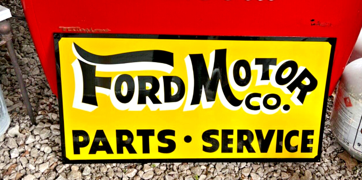 18×36 HAND PAINTED FORD MOTOR CO Parts Service DEALERSHIP SIGN auto Garage SHOP