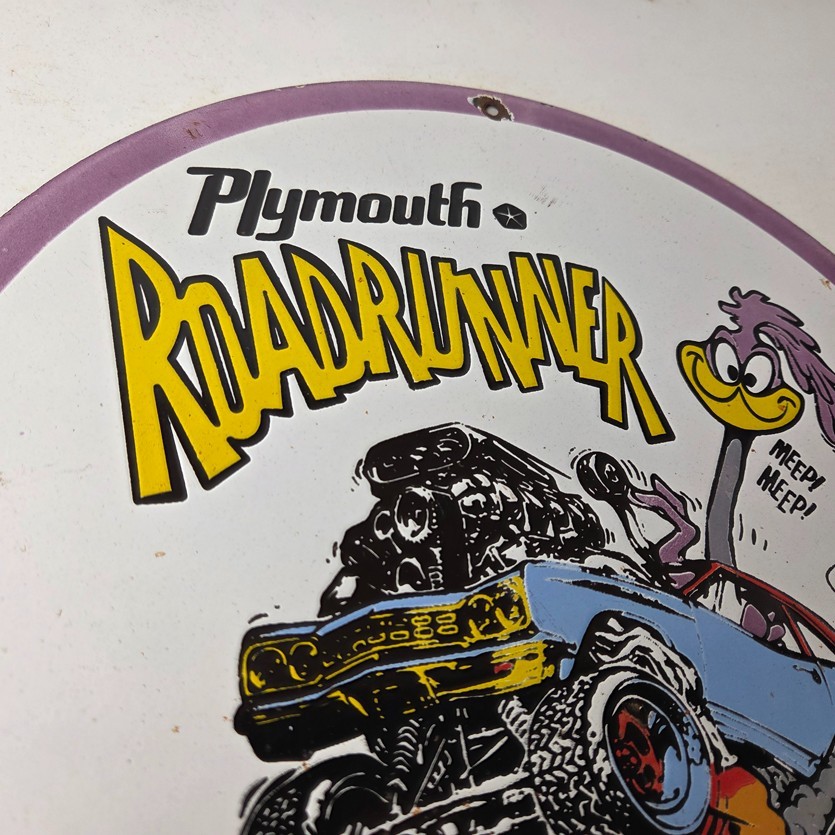 Vintage Rat Fink Sign – Plymouth Road Runner Hot Rod Gas Pump Porcelain Sign