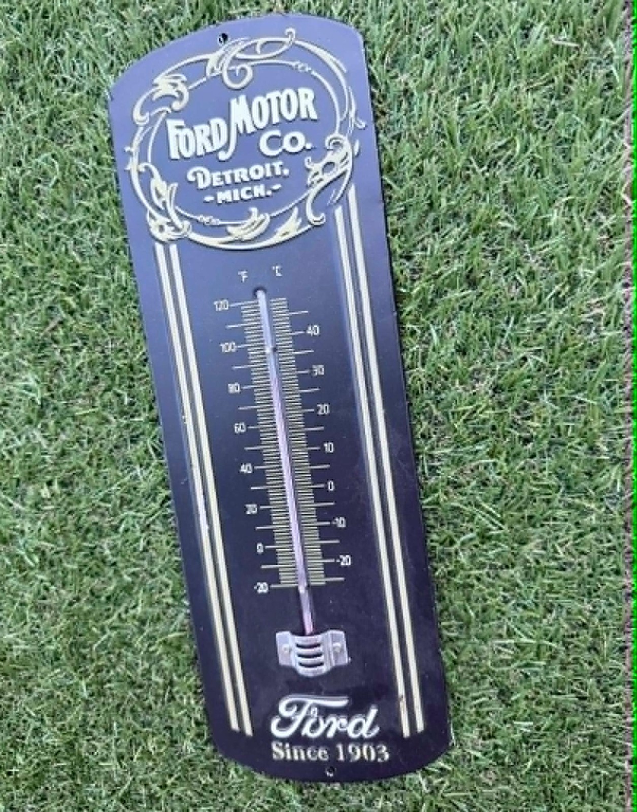 Ford Motor Company Metal Thermometer 12 By 4 Inches Mancave, Garage, Bar,Pub