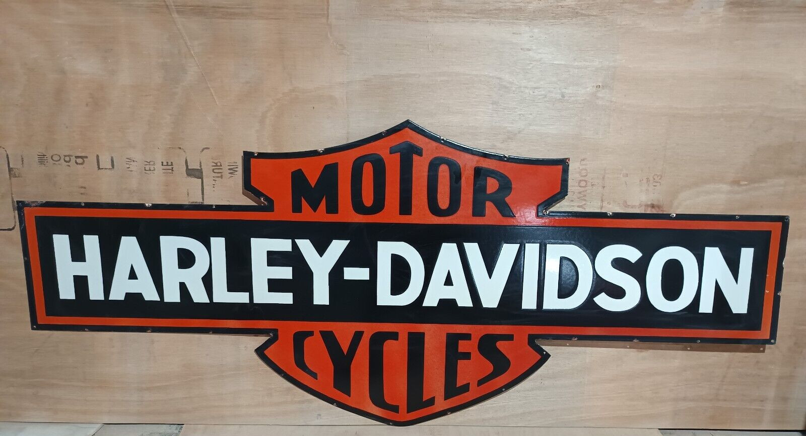 Vintage Harley Davidson Motor Cycles Porcelain Enamel Sign 72×30 Inches.