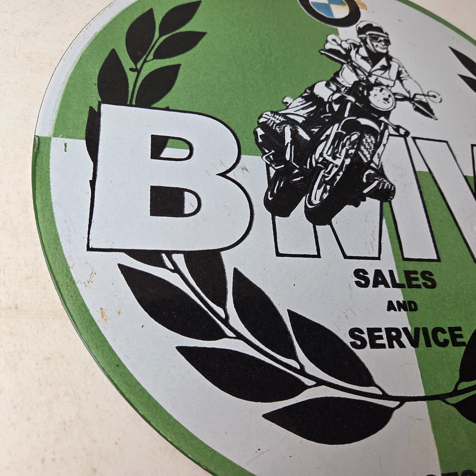 Vintage BMW Sign – Porcelain Motorcycle Gas Pump Service Auto Sign