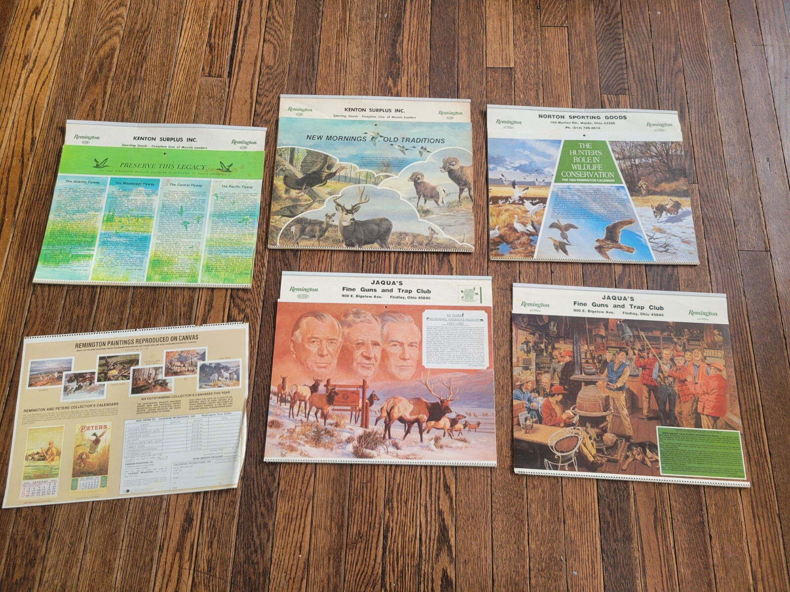 Vintage REMINGTON calendar lot RIFLE target deer moose bear hunting sign
