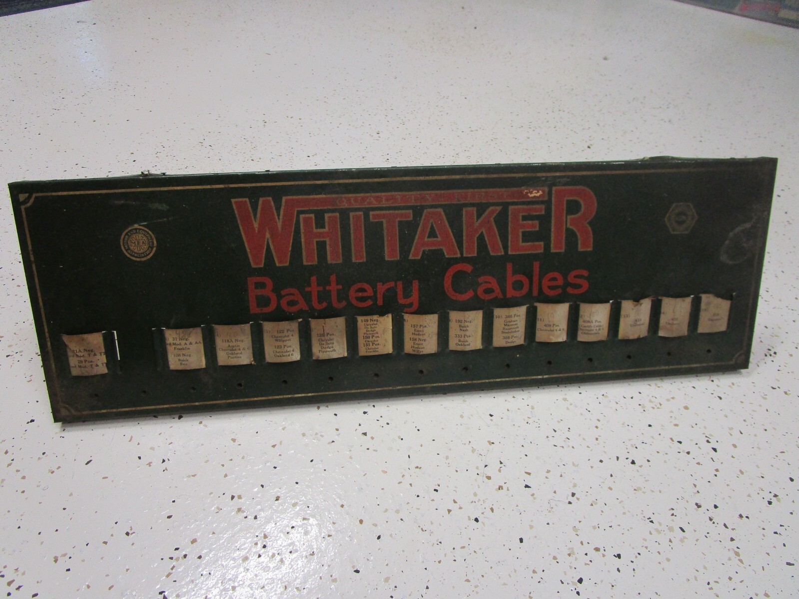 Rare Vintage Whitaker Battery Cable Service Garage Sign 1900-1920s Ford Franklin