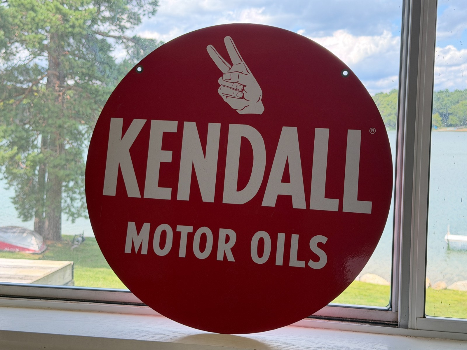 Old Kendall Motor Oil Tin Curb Display Sign Double sided gas Station
