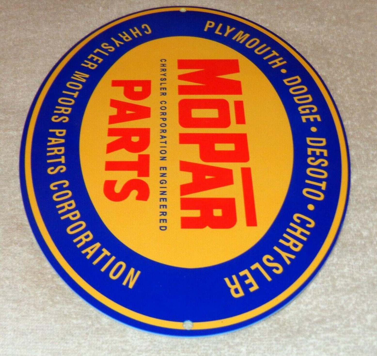VINTAGE MOPAR PARTS CHRYSLER DODGE PLYMOUTH 1′ METAL CAR TRUCK GASOLINE OIL SIGN