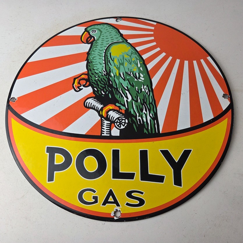 Vintage Polly Motor Oil Sign – Porcelain Premium Gasoline Pump Sign