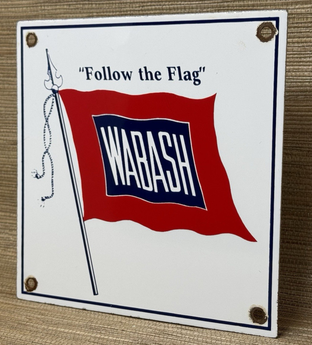VINTAGE WABASH RAILROAD PORCELAIN SIGN TRAIN STATION GAS OIL NORTHERN OIHO