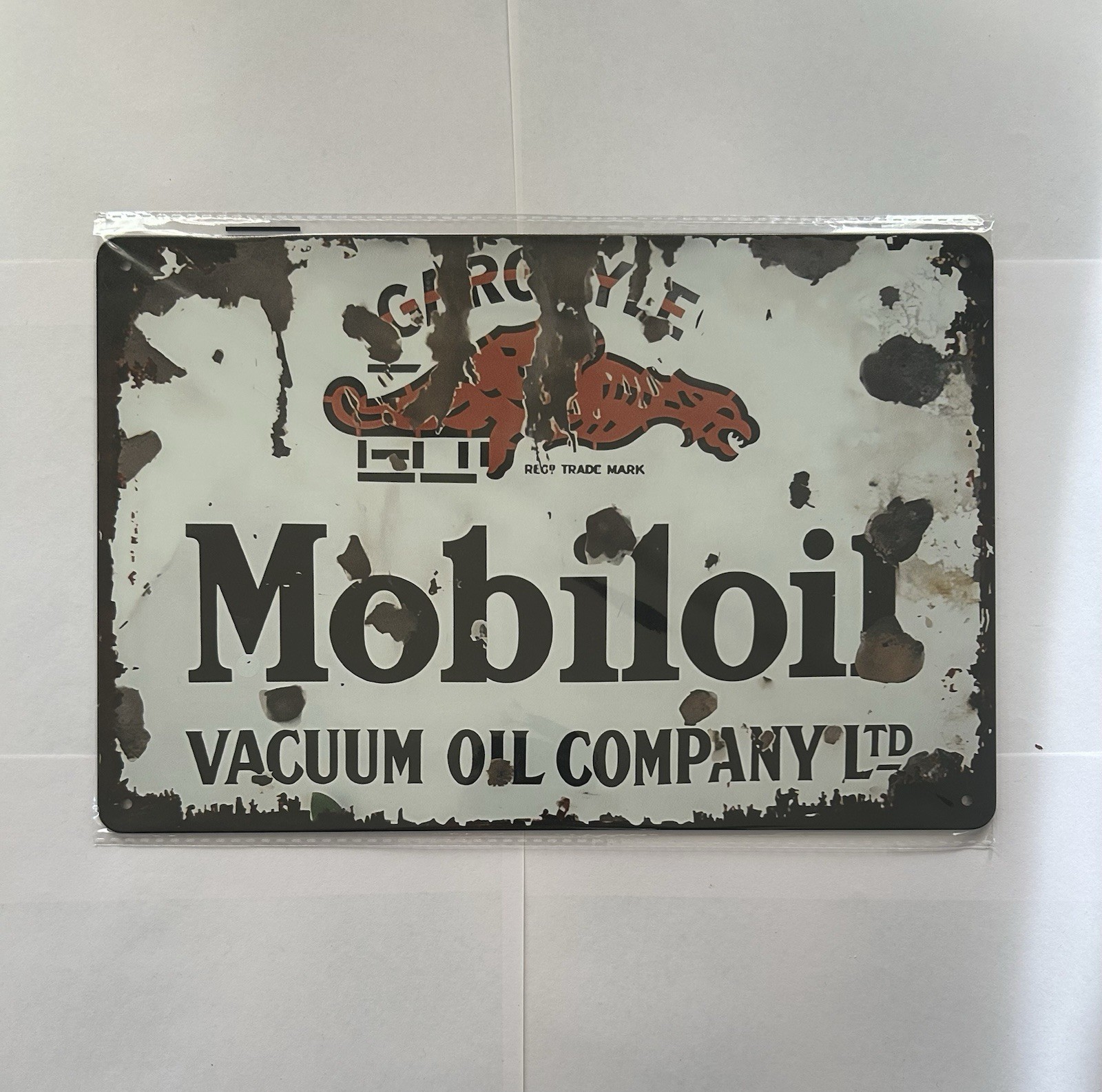 Gargoyle Mobil Oil Tin Metal Sign 8×12