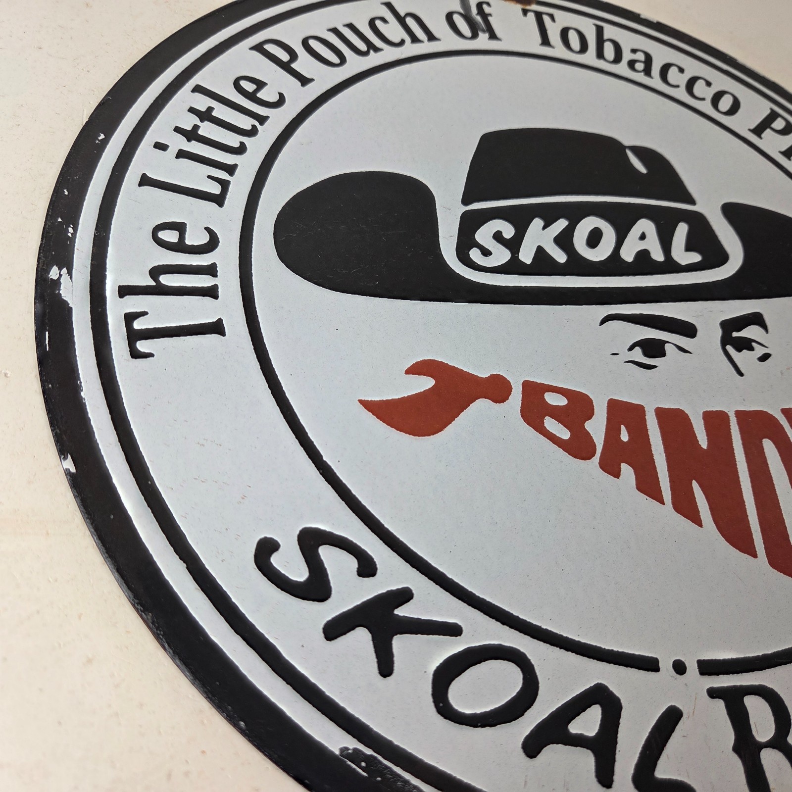 Vintage Skoal Sign – Tobacco Chew Gas Pump Display Porcelain Ad Sign