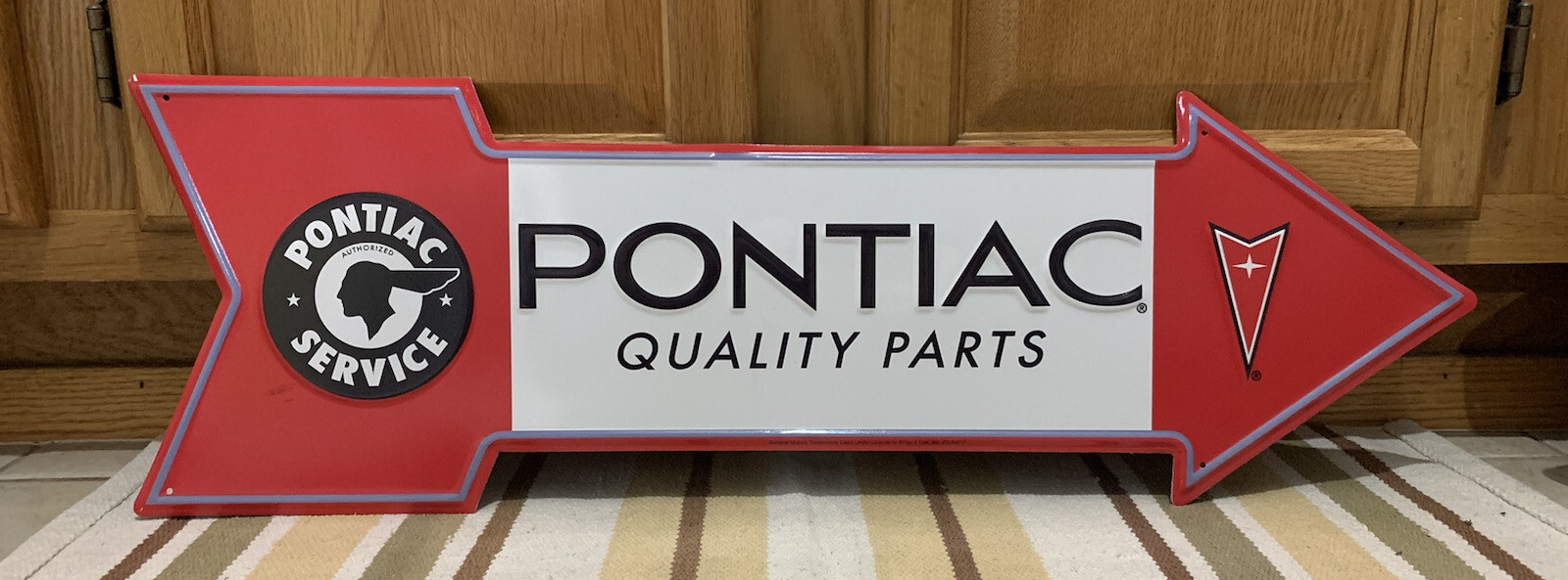 Pontiac Service Sign Arrow Quality Parts Gas Oil Garage Bar Auto Vintage Style