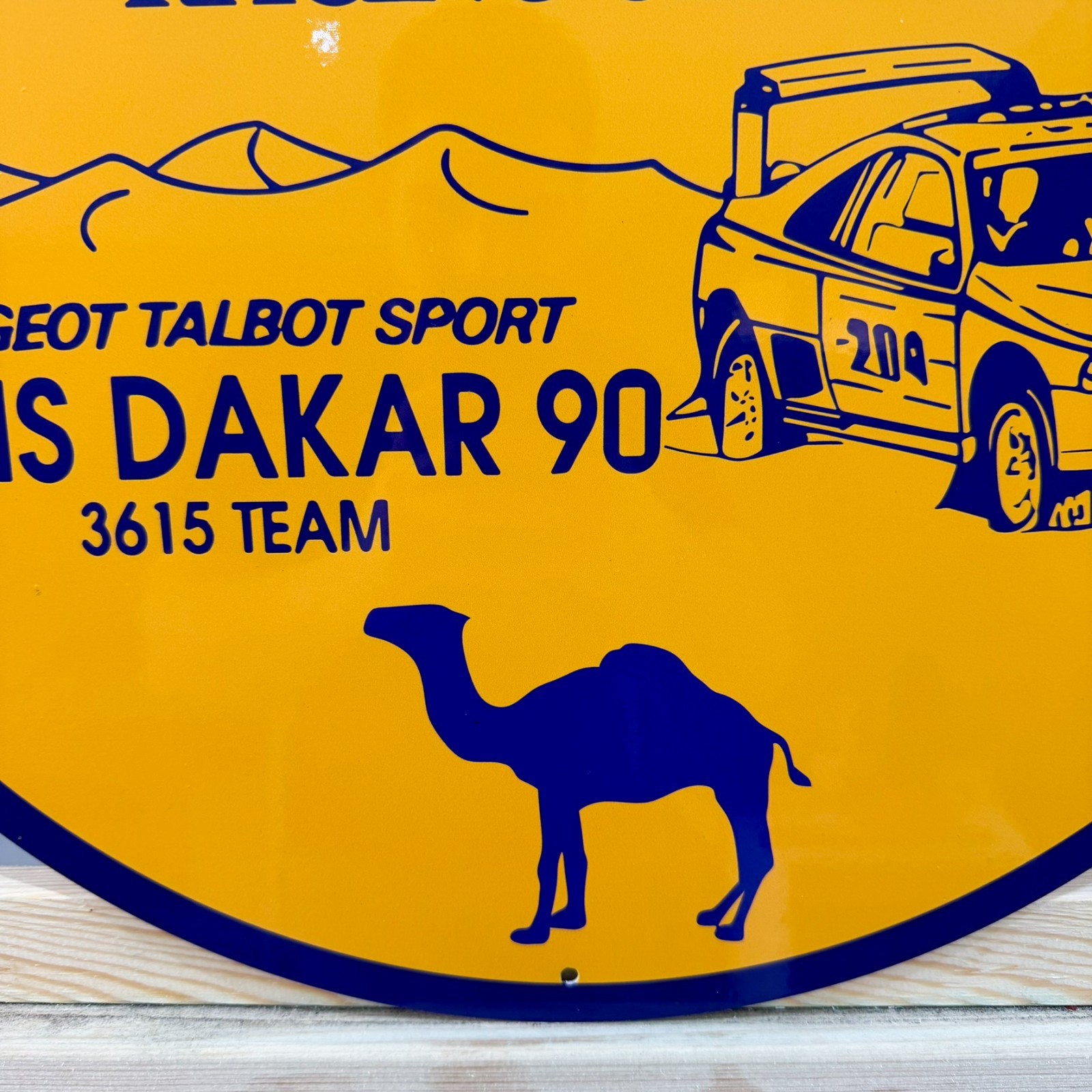 Camel Racing Service – Paris Dakar 1990 Peugeot Talbot Sport Metal Sign – 50 cm