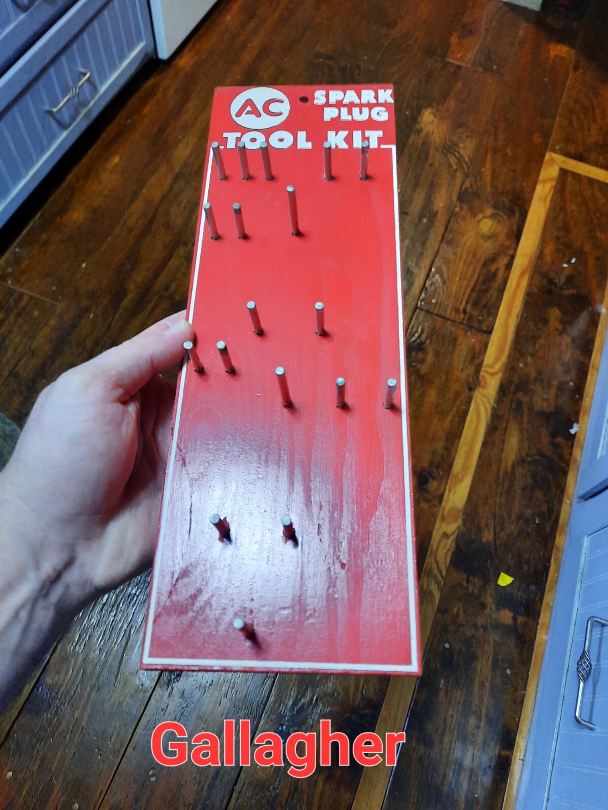 NOS Vintage AC Spark Plug Tool Kit Mechanics Wall Rack Chevrolet Gas Sign