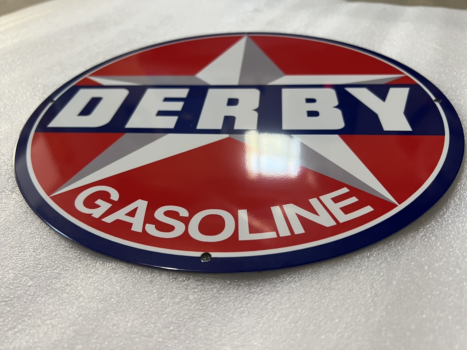 12 Inch Derby Gasoline Vintage Style Heavy Metal Steel Sign Pump Plate