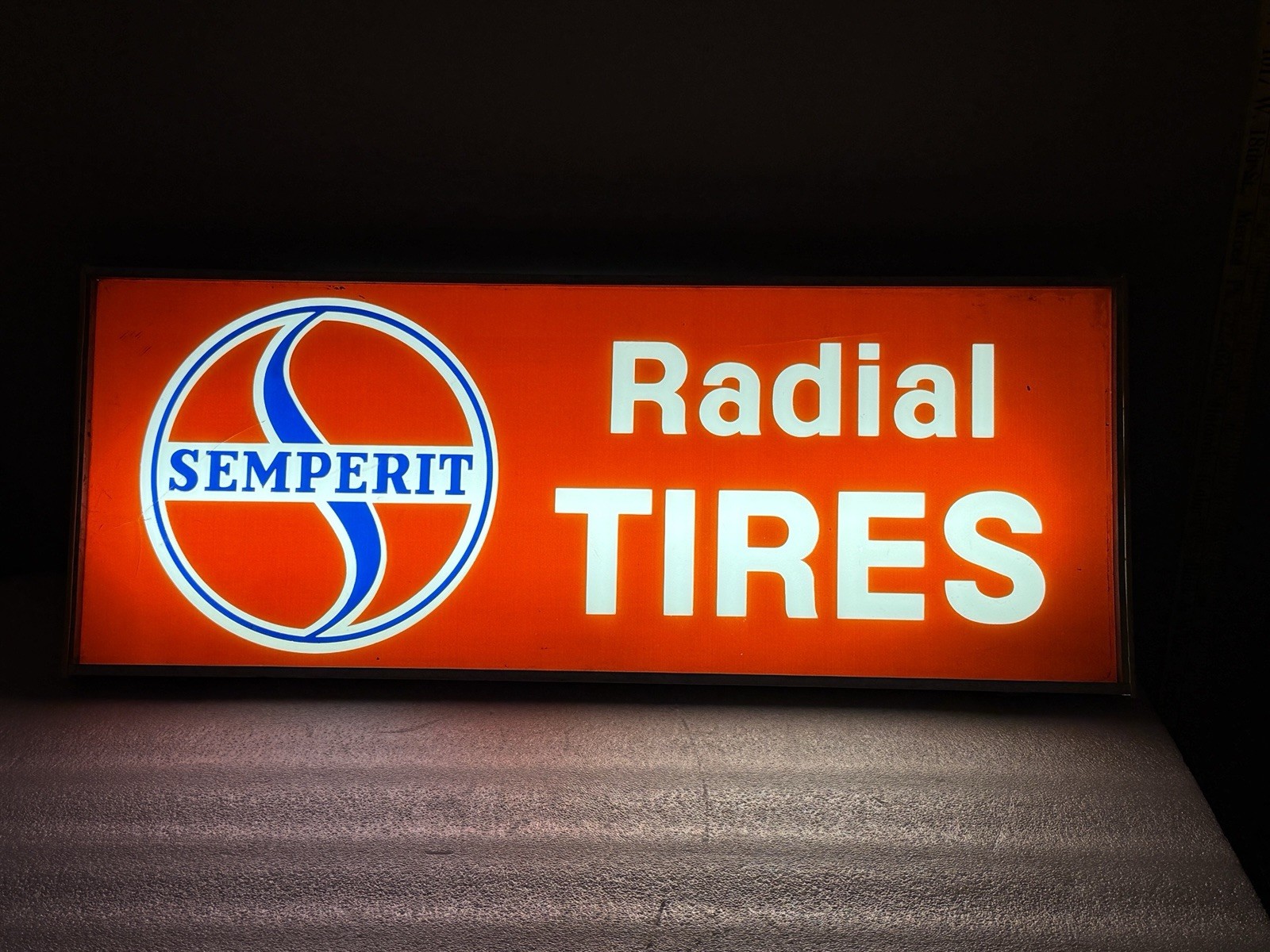 Vintage SEMPERIT Radial Tires Light Up Dealer Service Shop Sign VW Porsche BMW