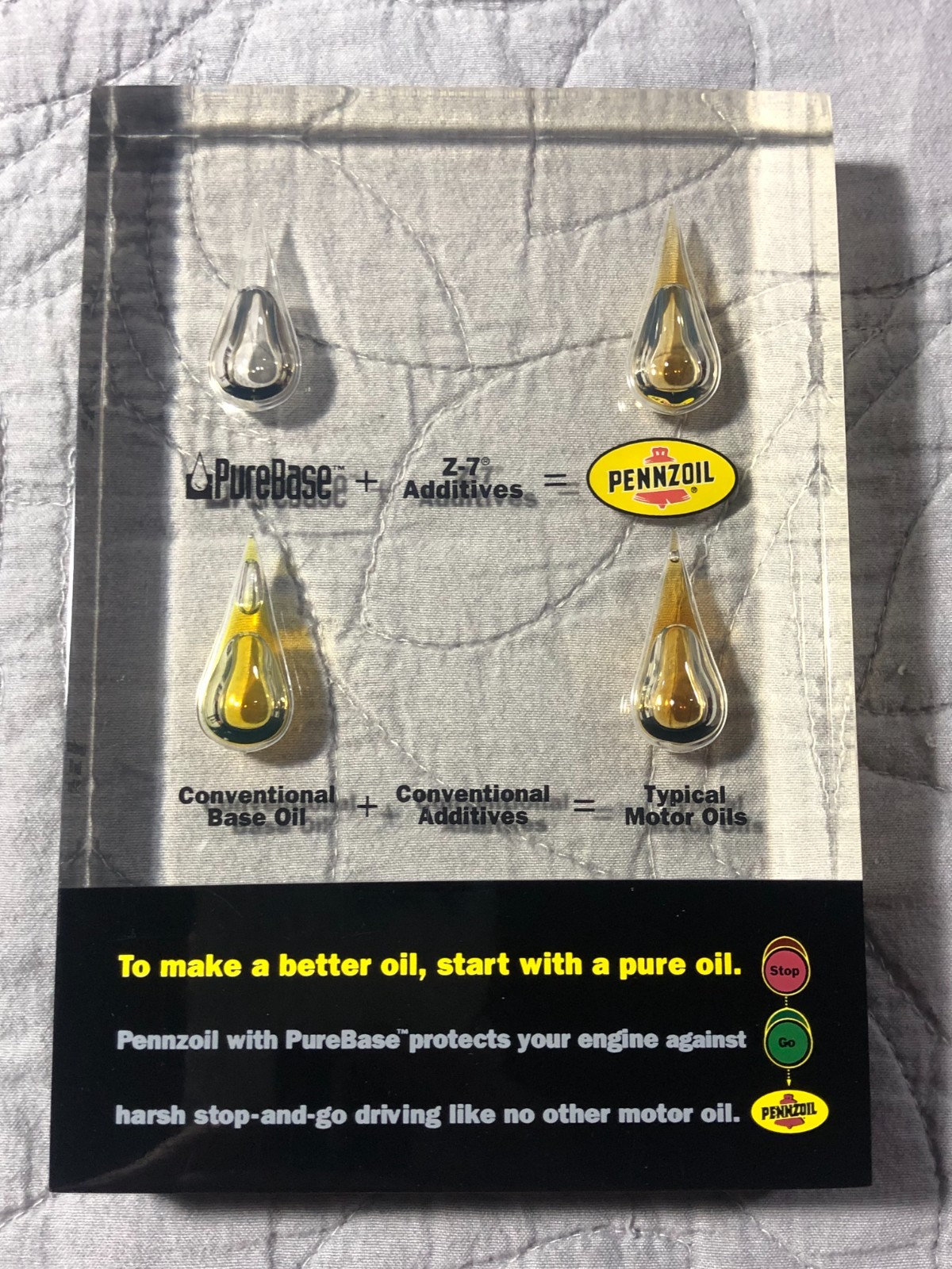 Pennzoil Oil Lucite Acrylic Advertising Store Display Desk Office Promotional