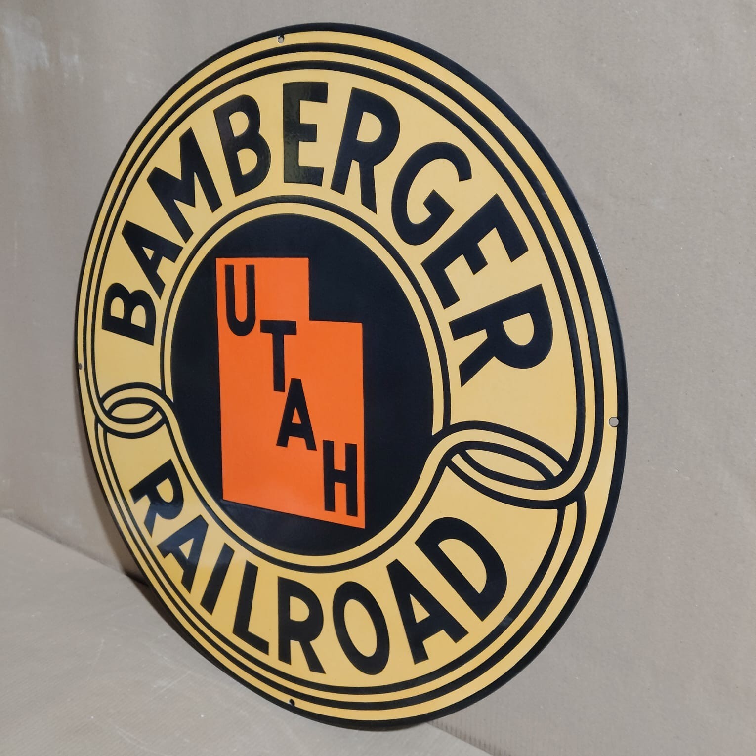Utah Bamberger Railroad Porcelain Enamel Sign 30 x 30 Inches 1 Sided