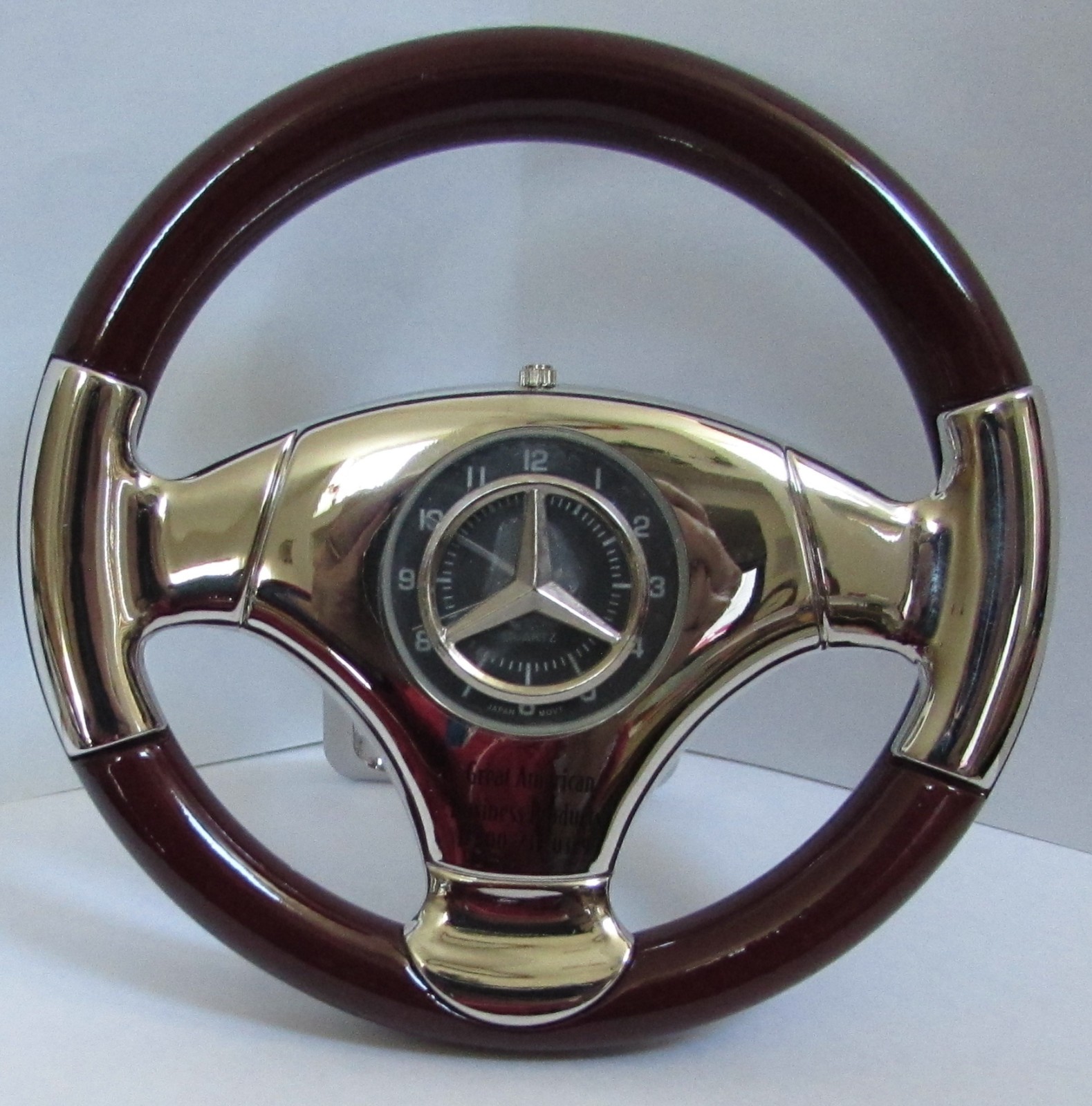 MERCEDES~BENZ STEERING WHEEL DESK CLOCK ~ 3 3/4″ d.i.a.~ NEARLY NEW ~ FREE SHIP