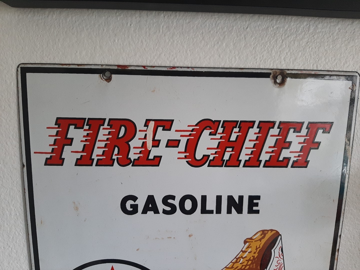 Vintage 1947 Texaco Fire-Chief Gasoline Porcelain Pump Plate Sign.