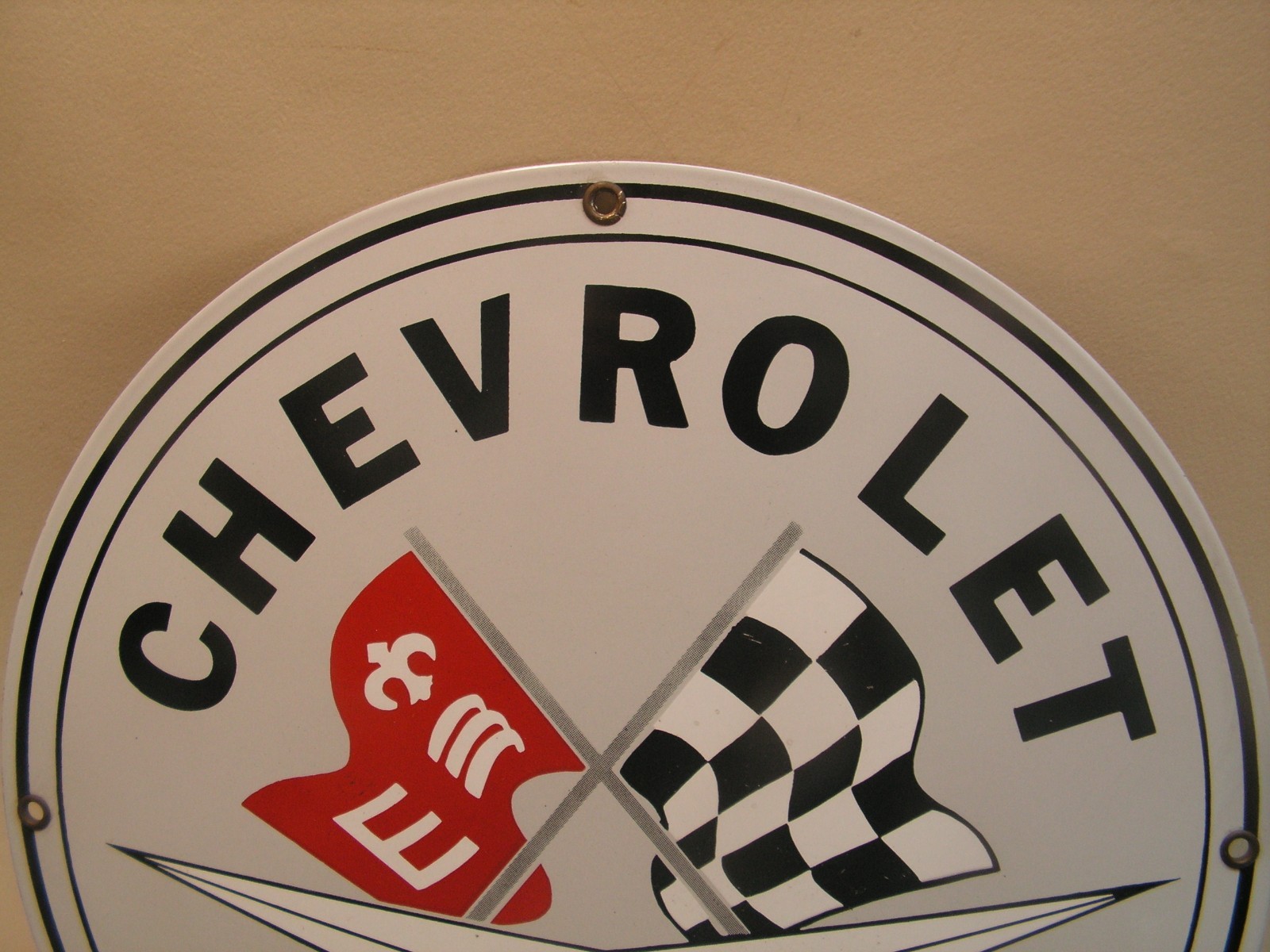 Vintage Chevrolet Corvette porcelain sign 11 1/4″ Andy Rooney. NICE!