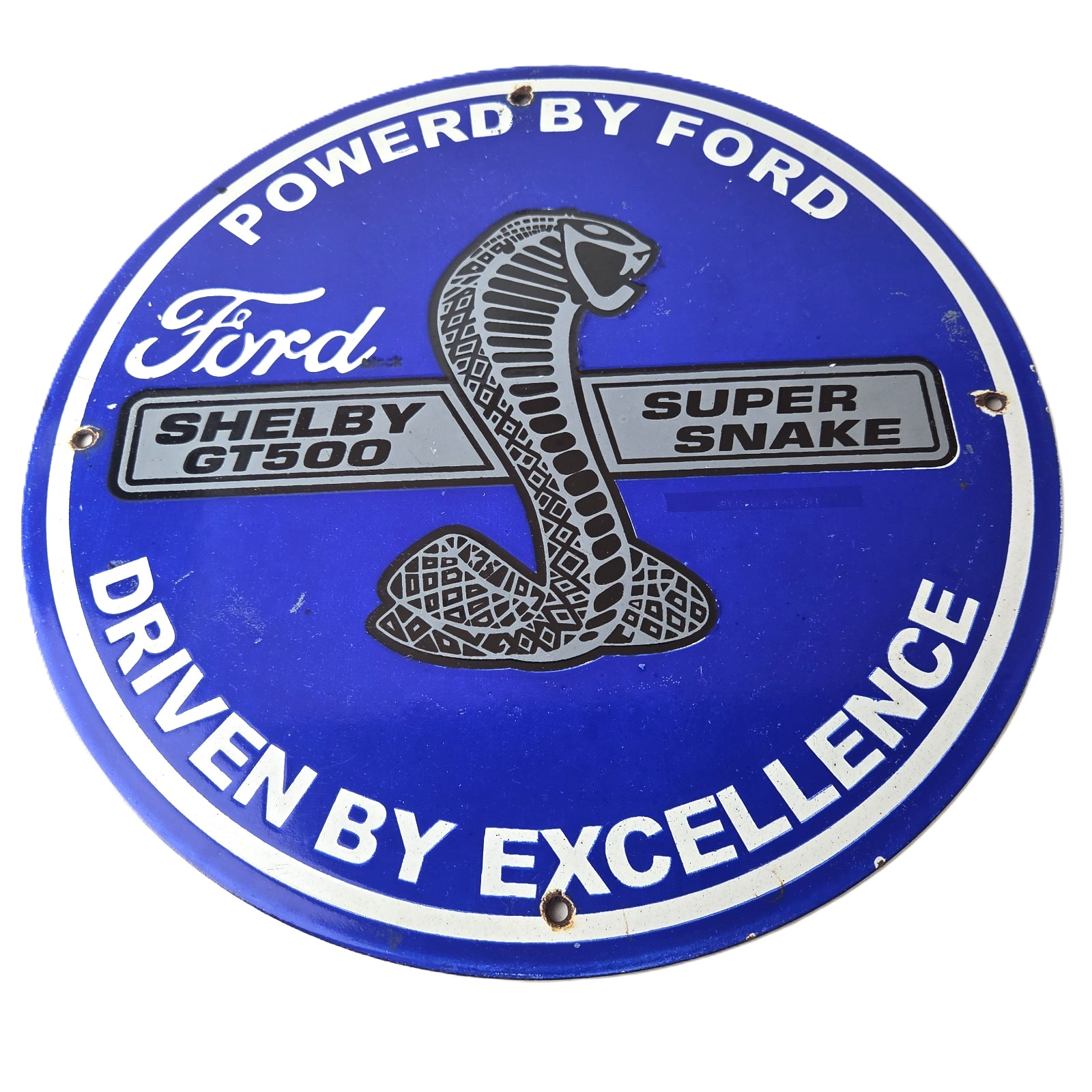 Vintage Ford Motors Porcelain Shelby Sign – Super Snake Gas Pump Automotive Sign