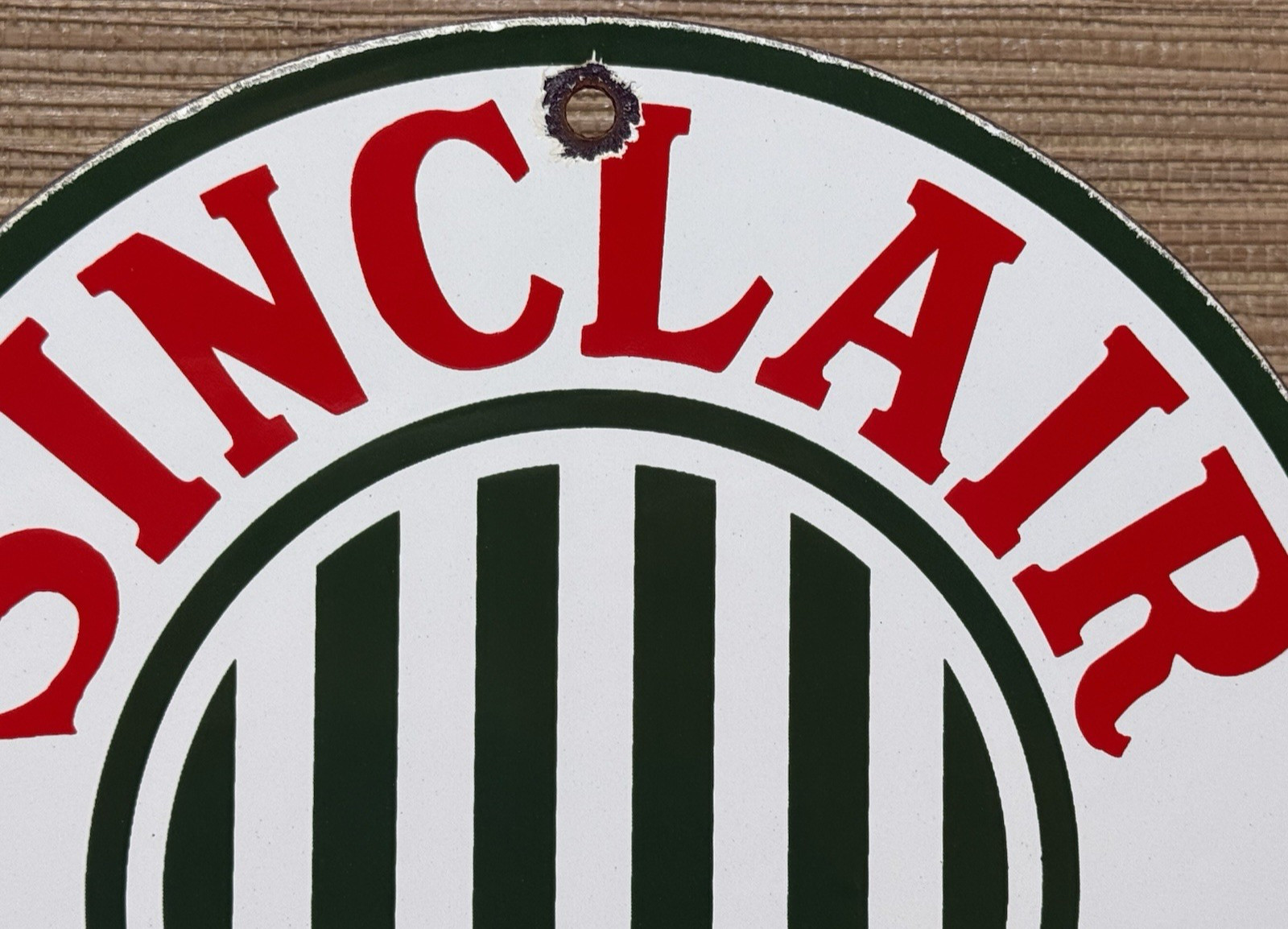 VINTAGE SINCLAIR MOTOR OILS PORCELAIN SIGN GAS STATION PUMP PLATE GASOLINE DINO