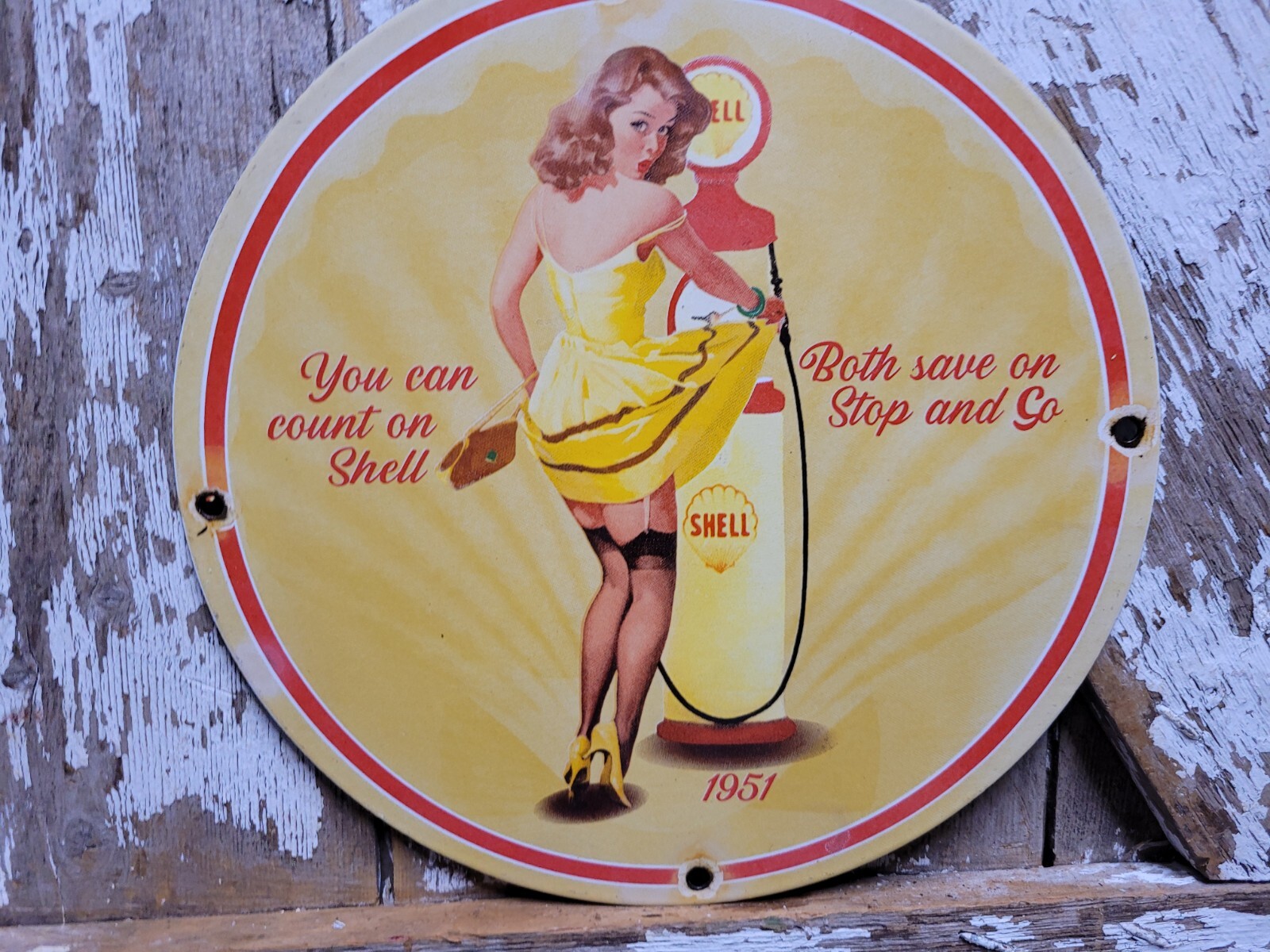 VINTAGE PORCELAIN SIGN OLD 12″