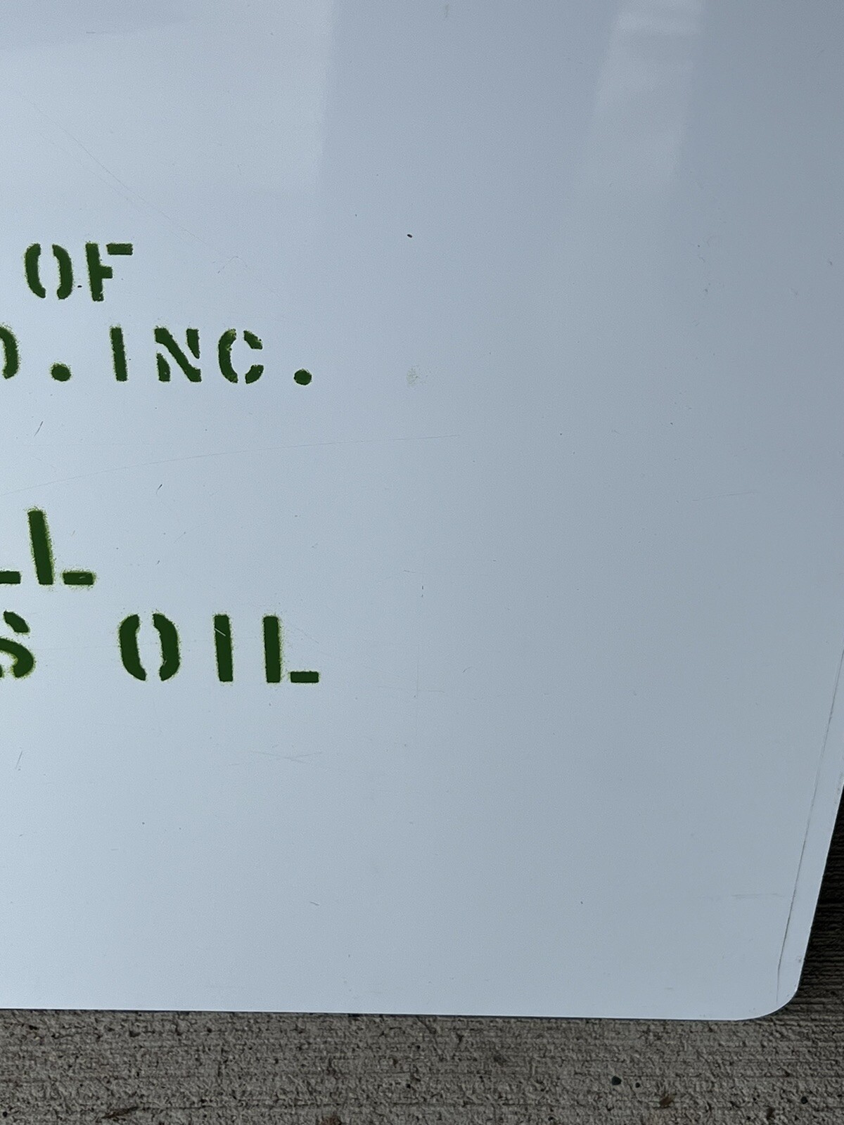 Vintage Property of Shell Oil Co. Inc. Shell Truck & Bus Oil Tin Sign Stenciled