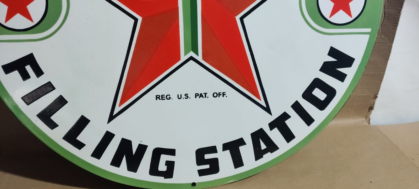 Texaco Gasoline Filling Station Porcelain Enamel Sign 30 x 30 Inches 1 Sided
