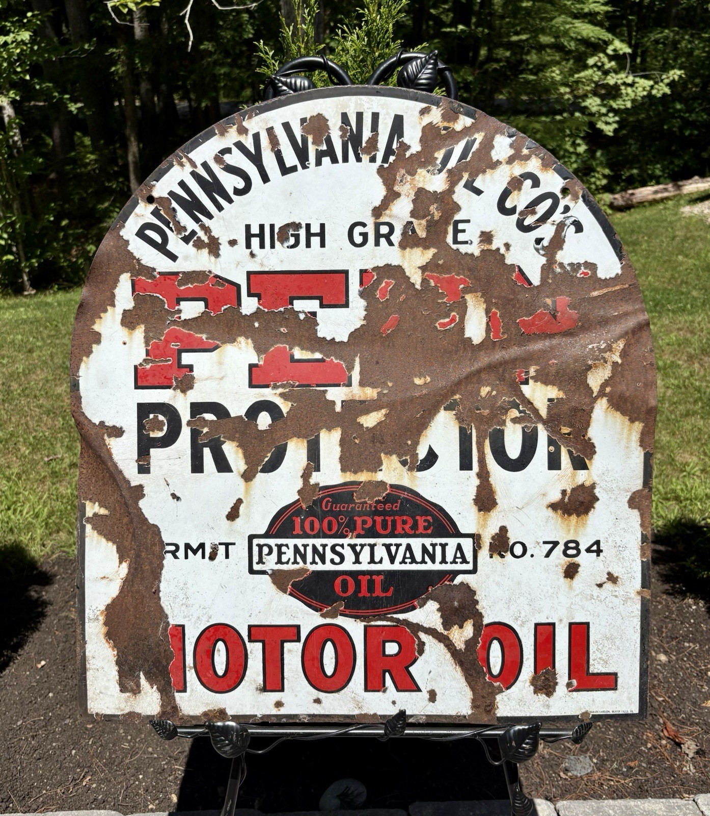 Ultra Rare 1/1 1930s PENN Motor Oil Mass Porcelain DSP Sign