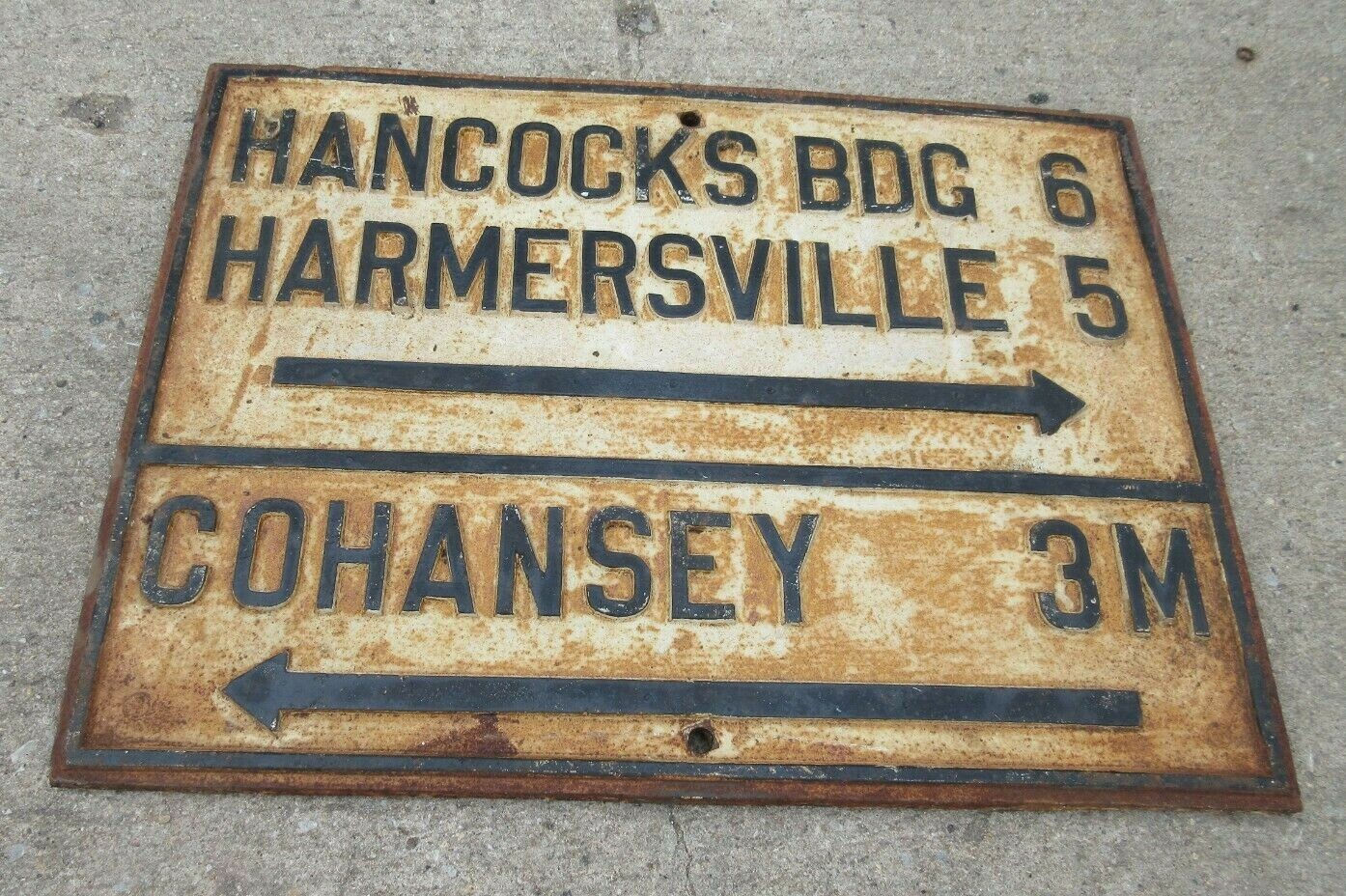 1890s Cast Iron Street Sign New Jersey Garden State Cohansey Hancocks Bridge