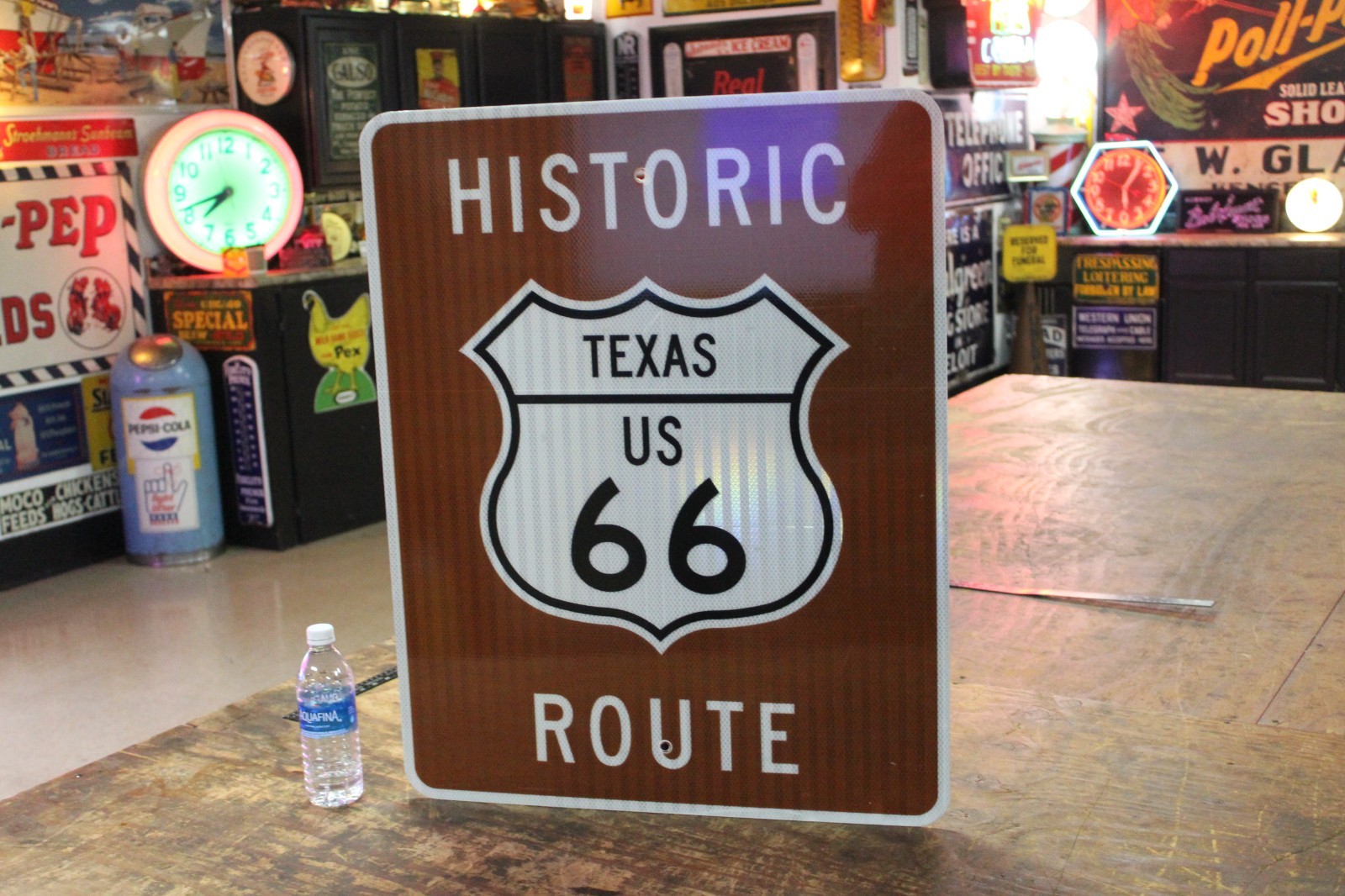 SCARCE 30″ TEXAS US HISTORIC ROUTE 66 HIGHWAY METAL SIGN ALL BROWN VERSION ROAD