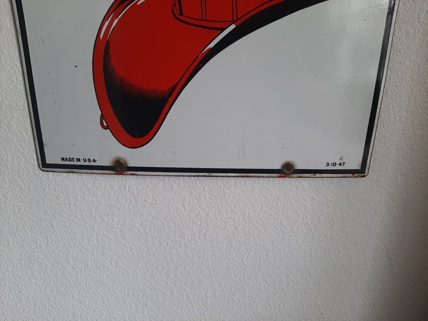 Vintage 1947 Texaco Fire-Chief Gasoline Porcelain Pump Plate Sign.