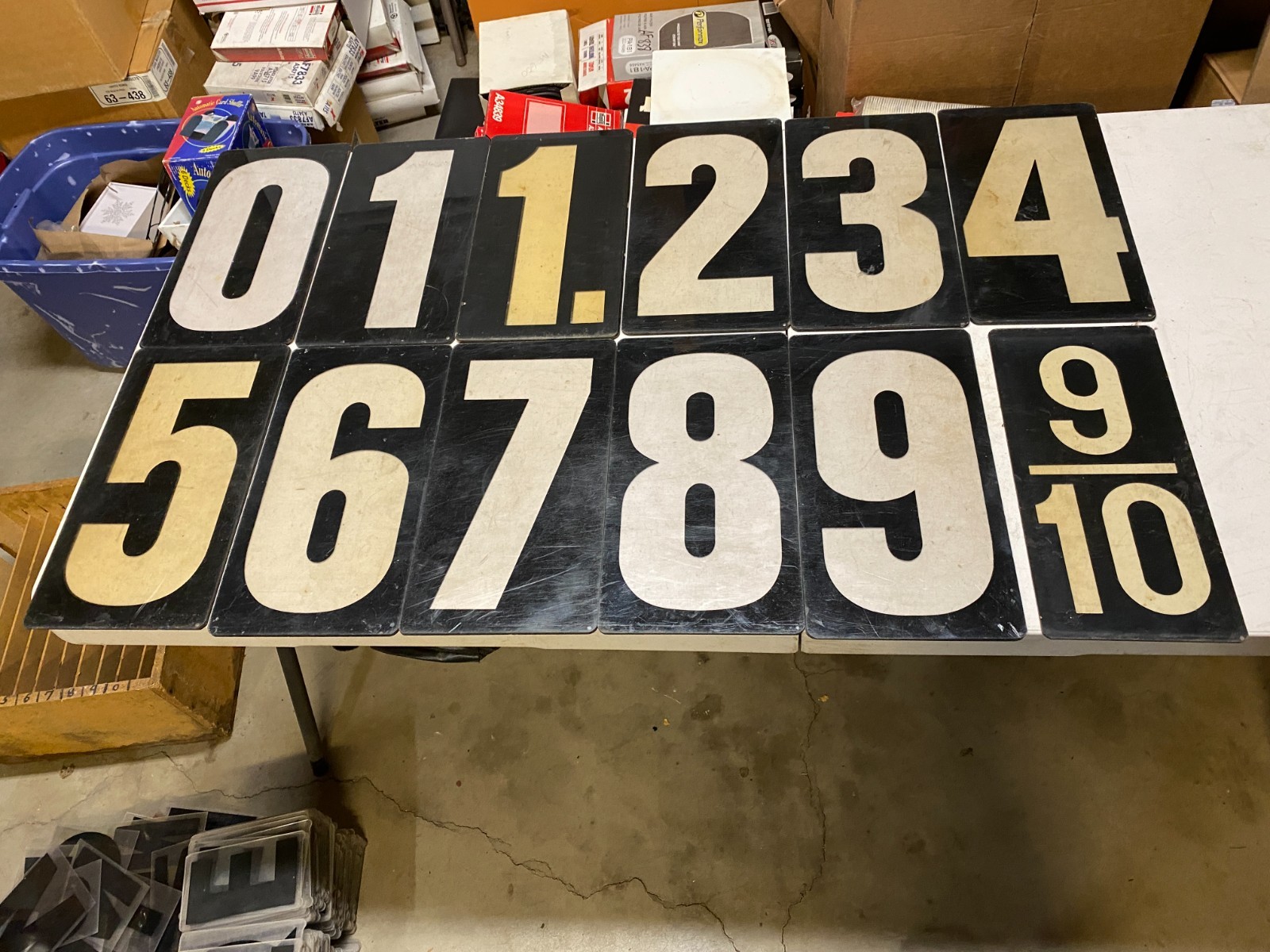 Vtg set #2 (23) gas station black background clear acrylic numbers 12” tall read