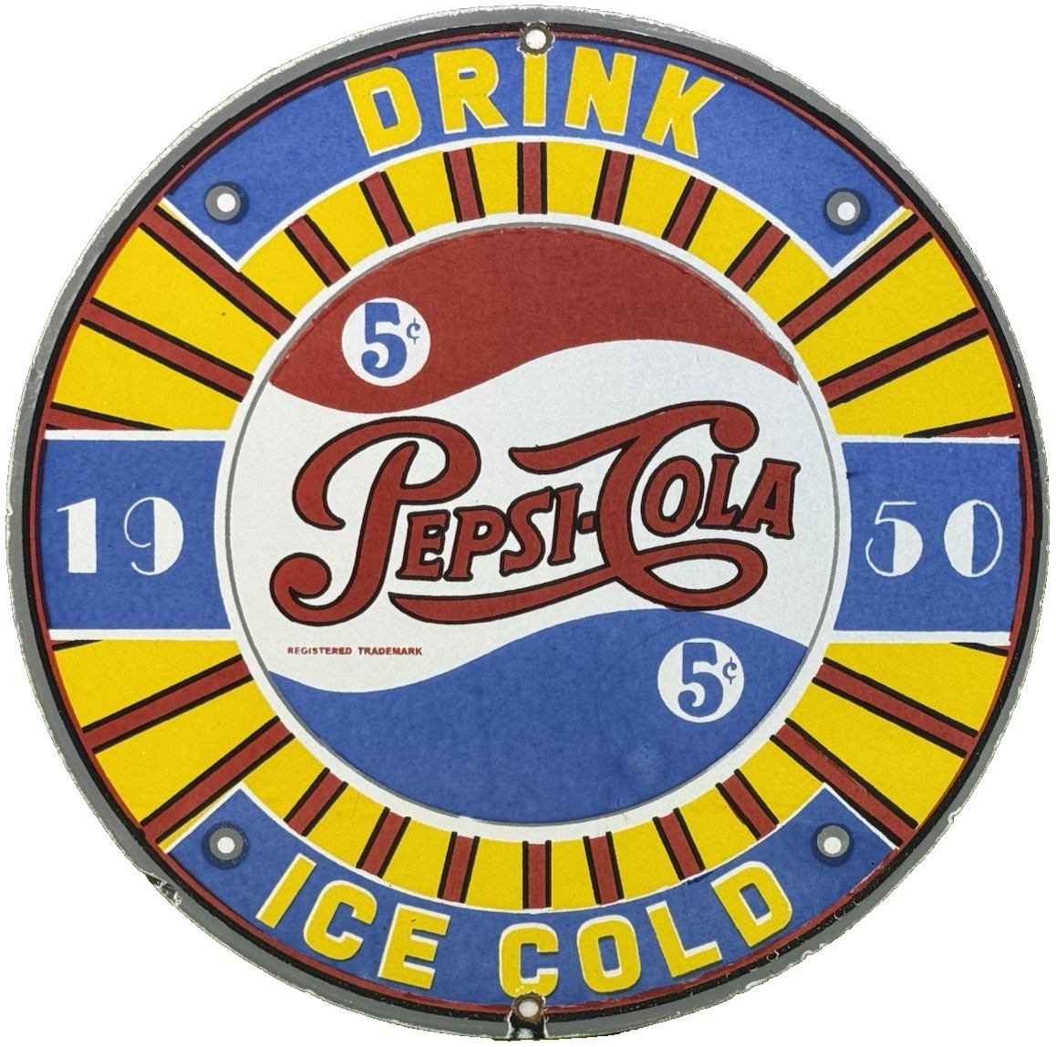 VINTAGE PEPSI COLA PORCELAIN SIGN GAS STATION BOTTLE COKE COCA DEW A & W OIL