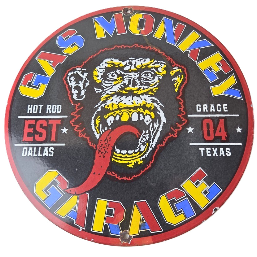 Vintage Gas Monkey Garage Porcelain Sign – Gas Station Shop Engine Sign