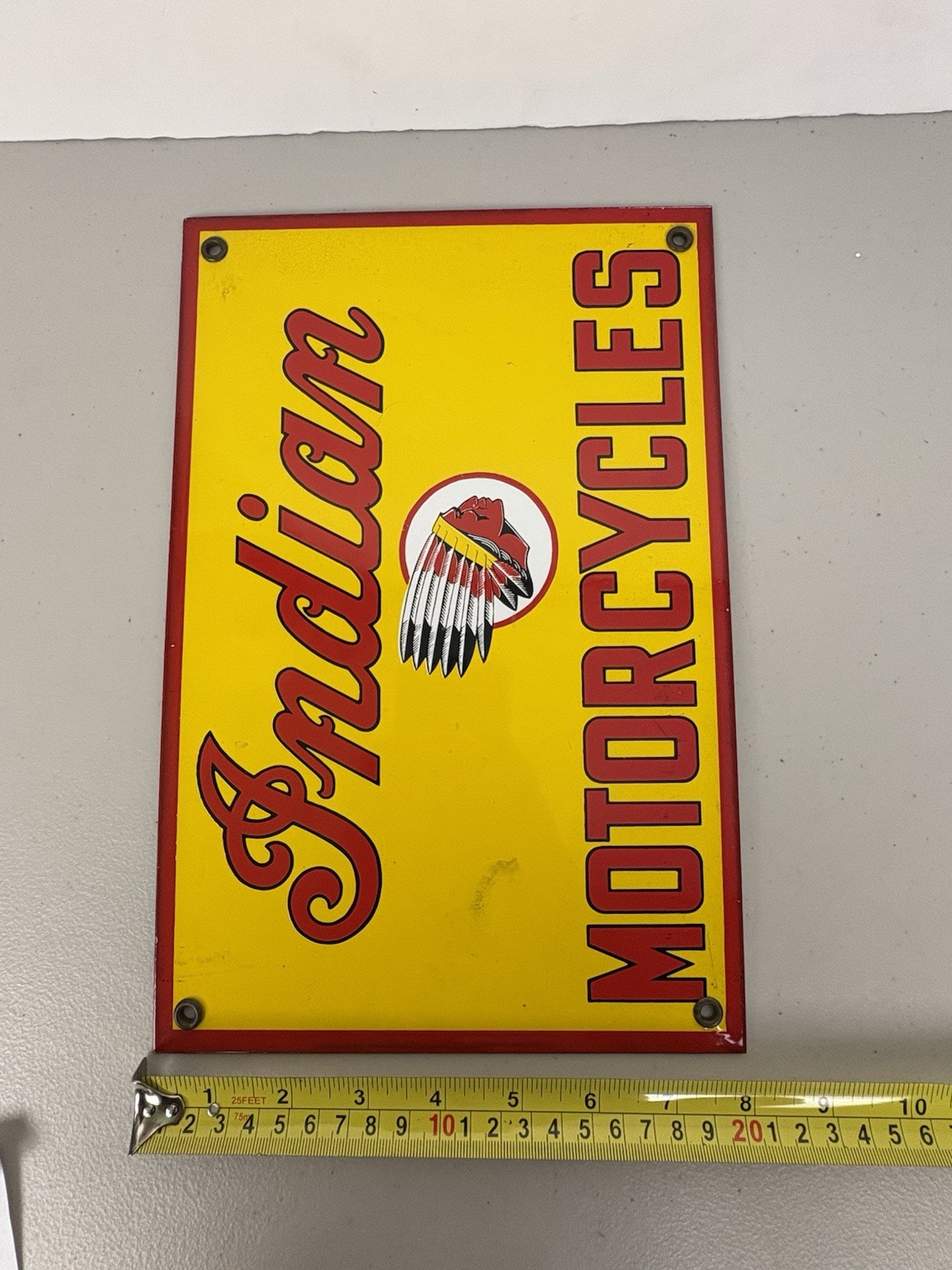 Vintage Indian Motorcycles Porcelain Sign Dealership, Motor Bike Sign