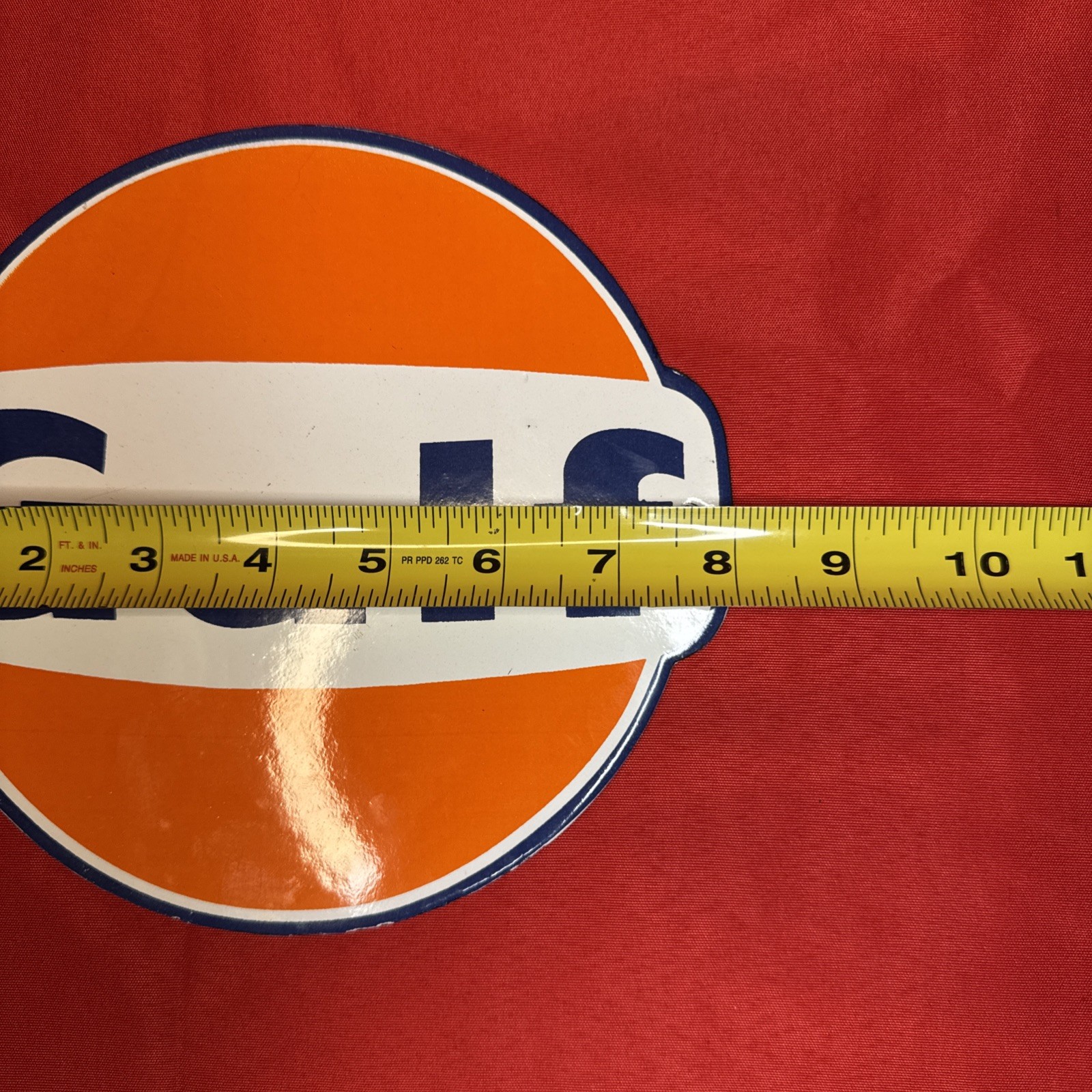 Porcelain Gulf Dog Ear Enamel Gas Station Metal Sign Plate Size 8″ x 7.25″ Oil
