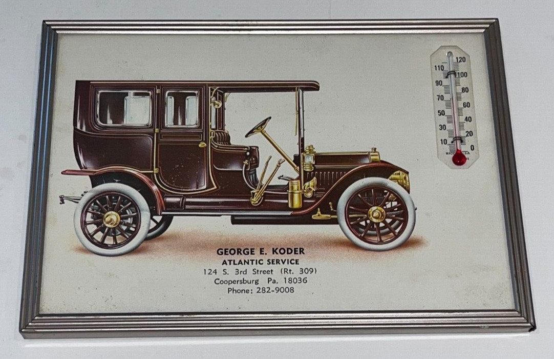 ATLANTIC SERVICE / GASOLINE, COOPERSBURG, PA., Framed Advertising Thermometer