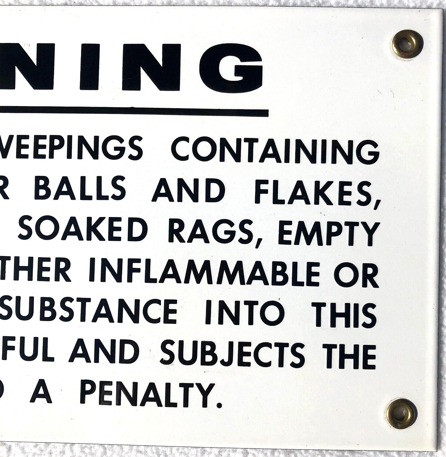 Vintage Original WARNING Porcelain Industrial Sign – 12″x 6″ – EXCELLENT!!!