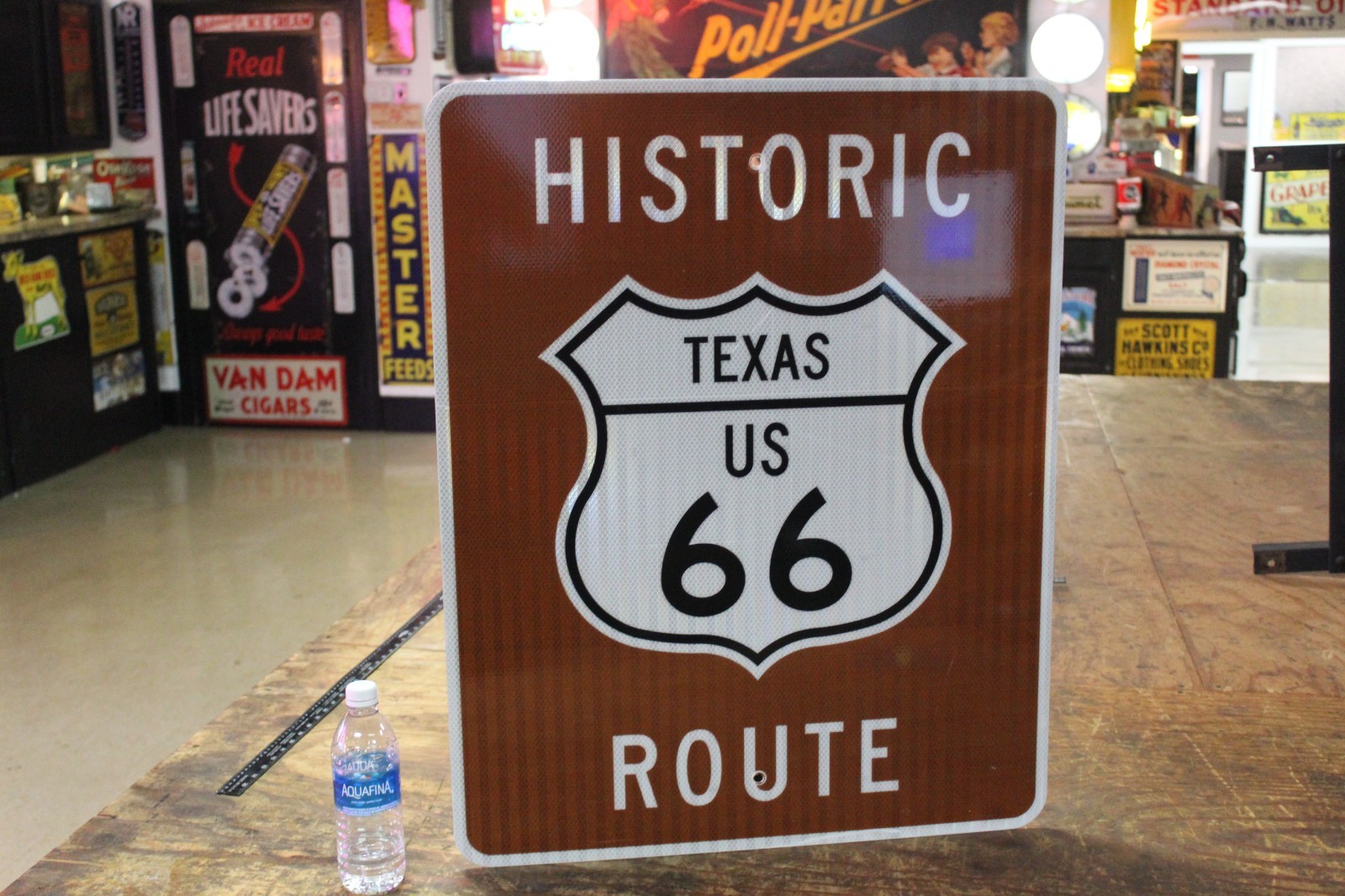 SCARCE 30″ TEXAS US HISTORIC ROUTE 66 HIGHWAY METAL SIGN ALL BROWN VERSION ROAD