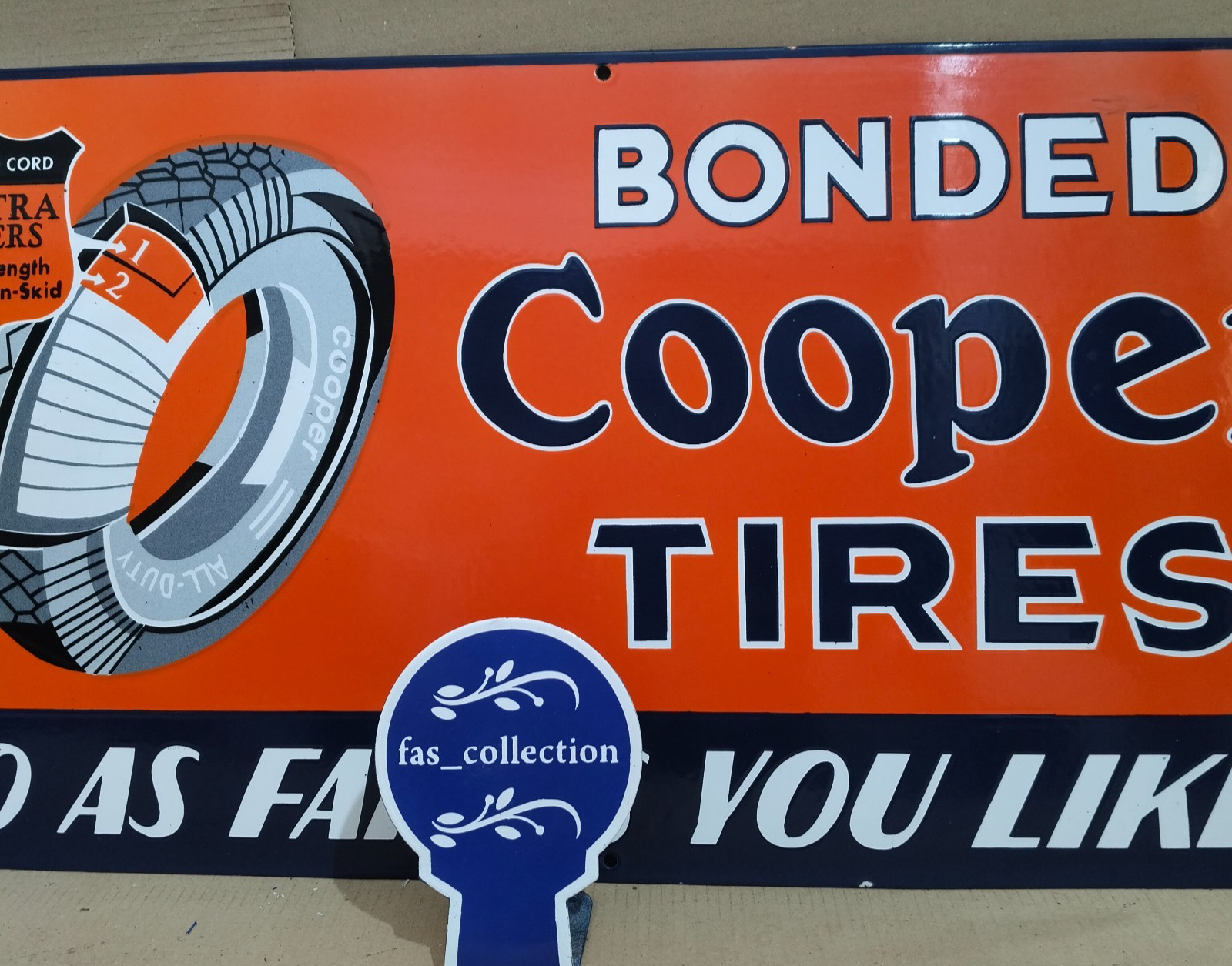 Cooper Tires Porcelain Enamel Sign 36 x 18 Inches 1 Sided
