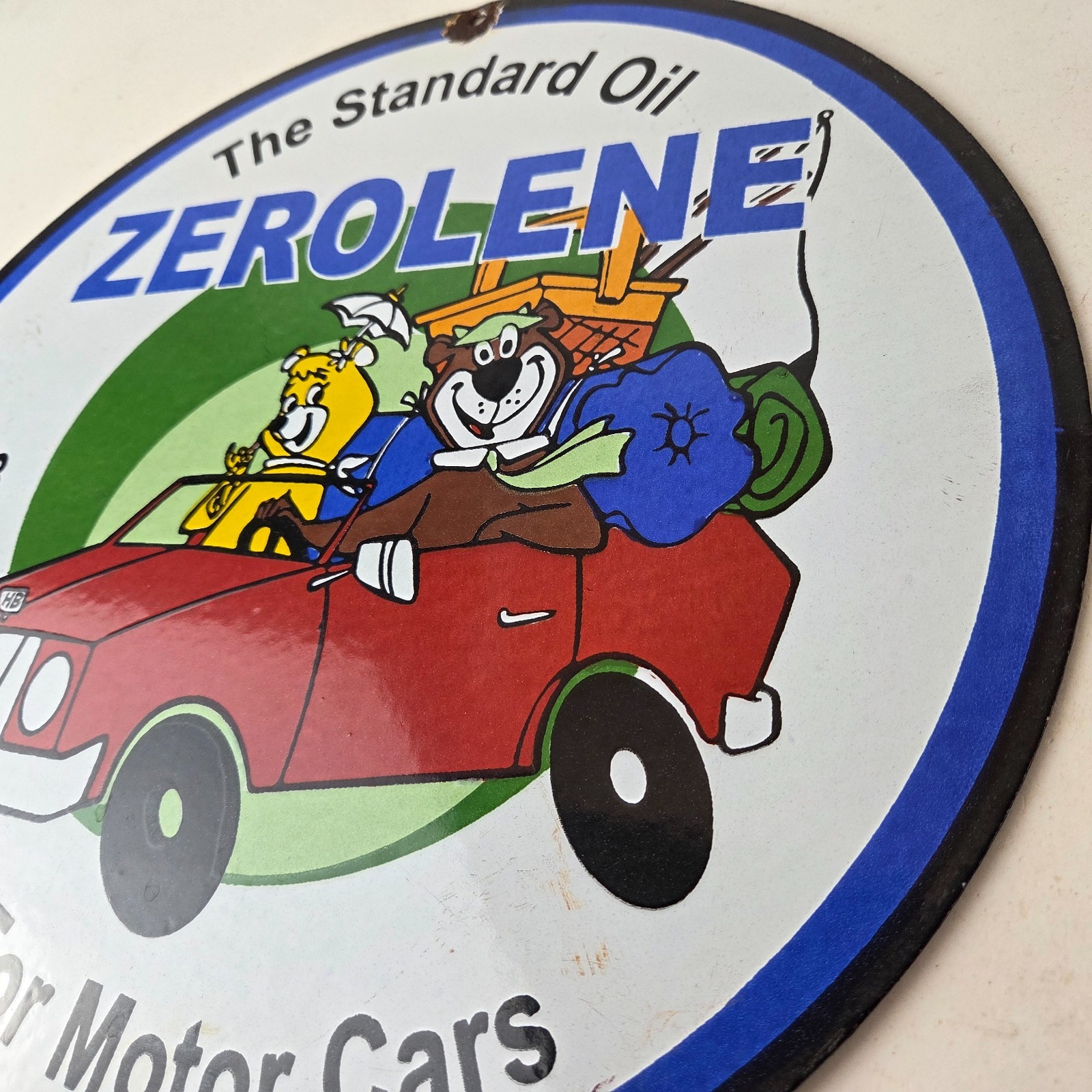 Vintage Standard Oil Sign – Zerolene Gasoline Porcelain Gas Pump Plate Sign