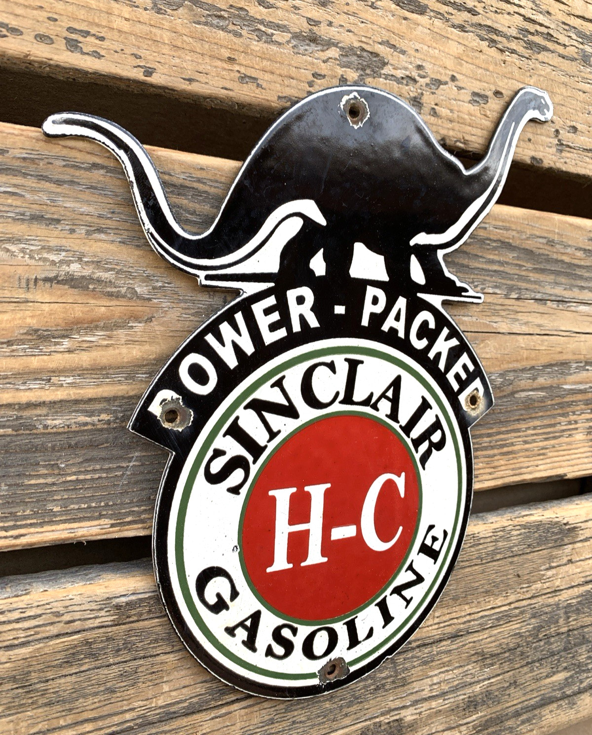 VINTAGE 10×8″ SINCLAIR HC GASOLINE MOTOR OIL PORCELAIN PUMP STATION GAS SIGN