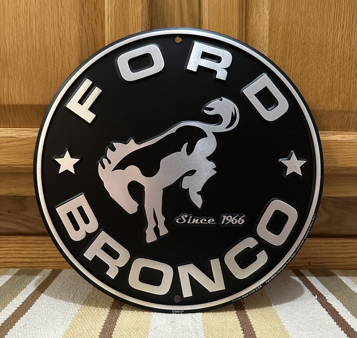 Ford Bronco Sign Metal Horse Tools Gas Oil Garage Bar Vintage Style Wall Decor